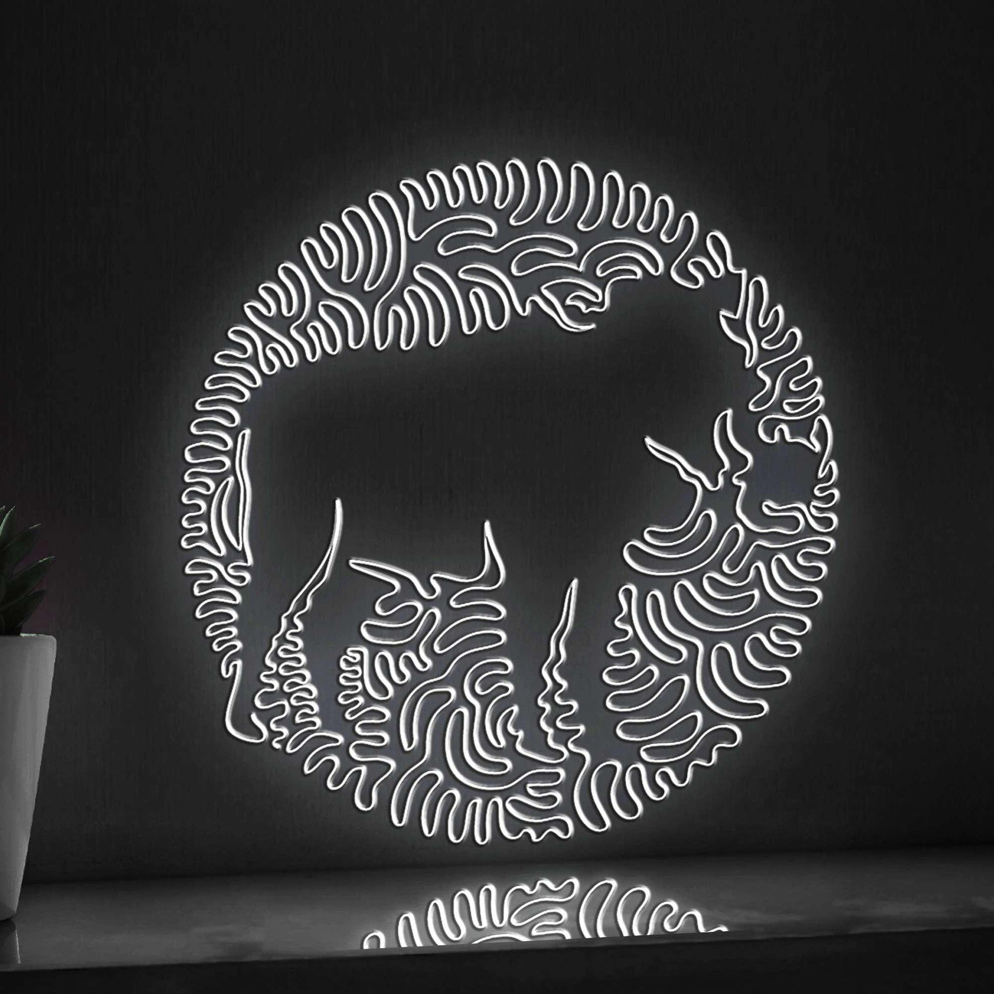 Warthog One Line EL Wire Neon Sign - African Tusker Wall Art - myneonup