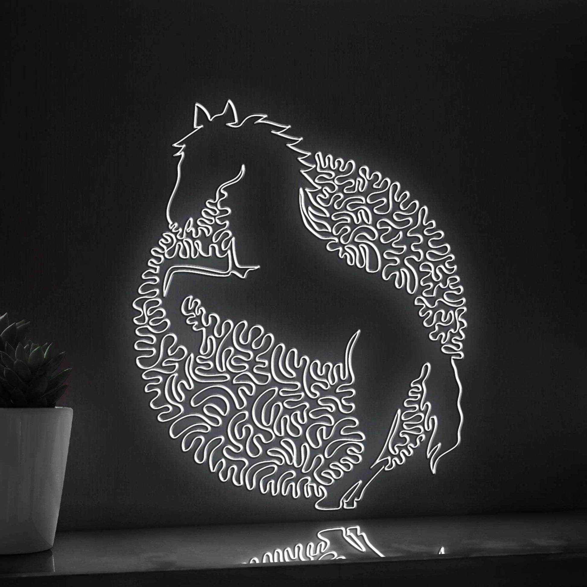 Horse One Line Art EL Wire Neon Sign - Prancing Equine Wall Decor - myneonup