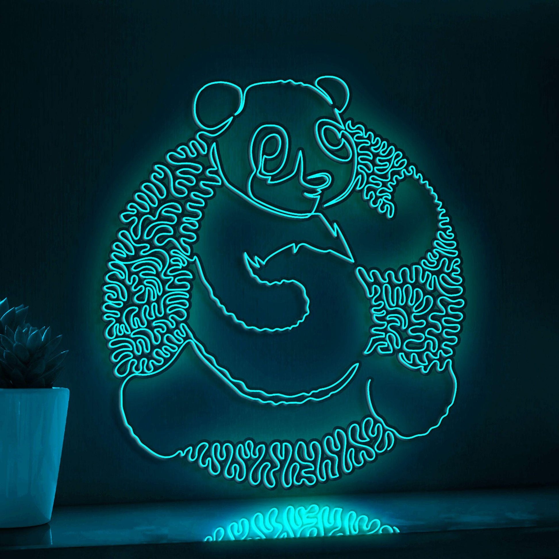 Panda One Line EL Wire Neon Sign - Bamboo Lover Wall Art - myneonup