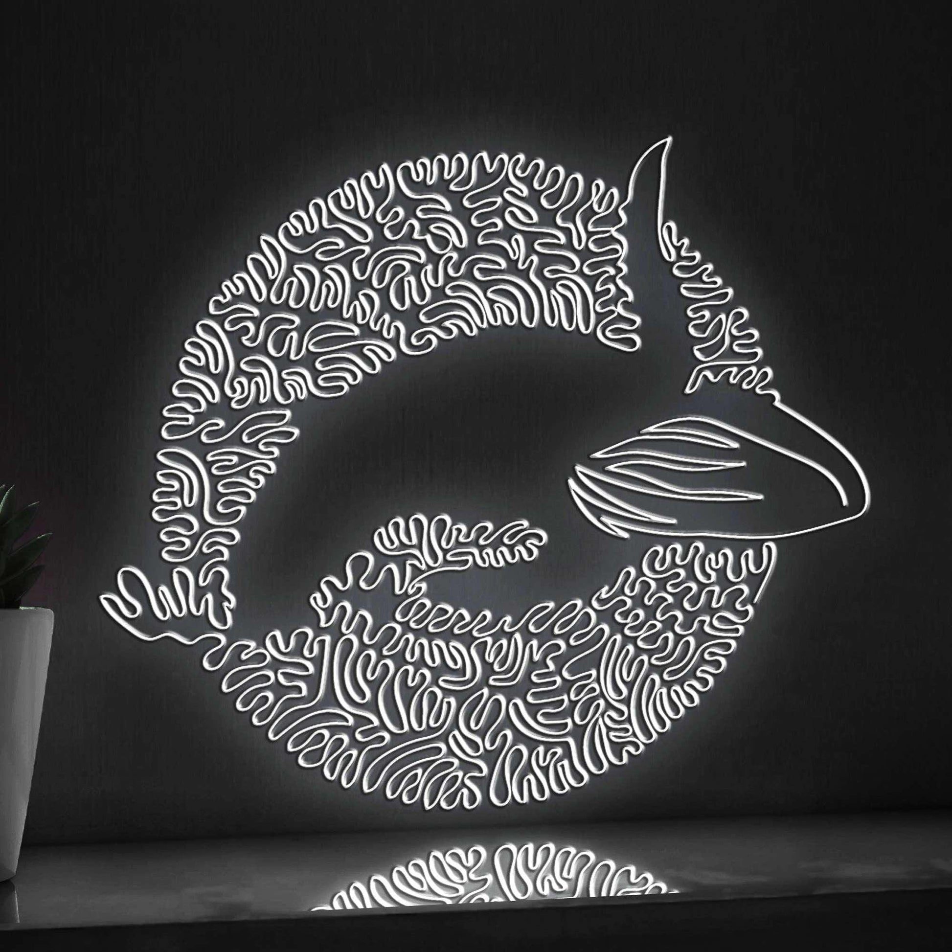 Whale One Line Art EL Wire Neon Sign - Ocean Circle Wall Decor - myneonup