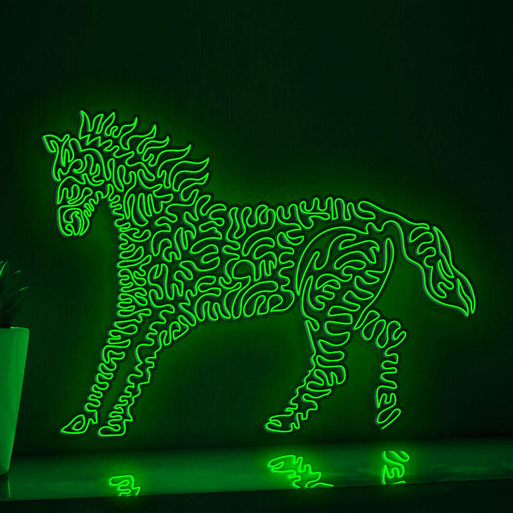 Horse One Line EL Neon - Running Stallion Wall Decor - myneonup
