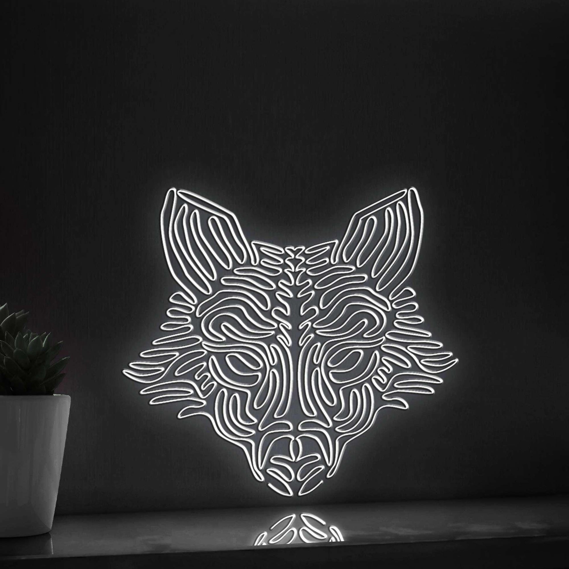 Fox One Line Art EL Wire Neon Sign - Pointed Ears Animal Wall Decor - myneonup