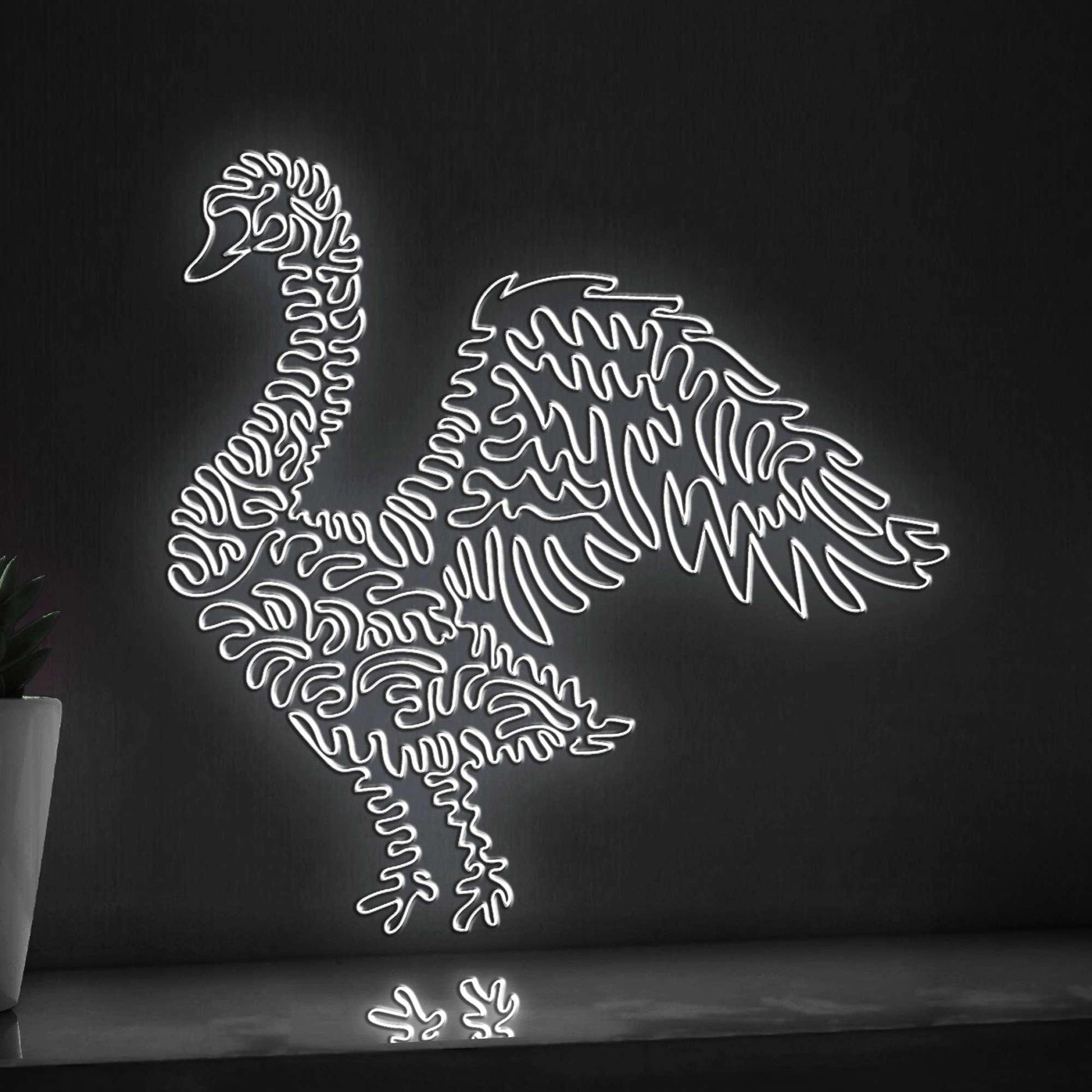 Swan One Line EL Neon - Wingspan Boho Wall Art - myneonup