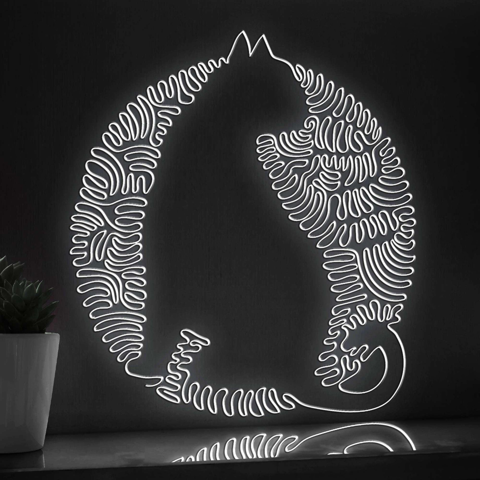 Cat One Line EL Wire Neon Sign - Minimalist Pet Decor - myneonup