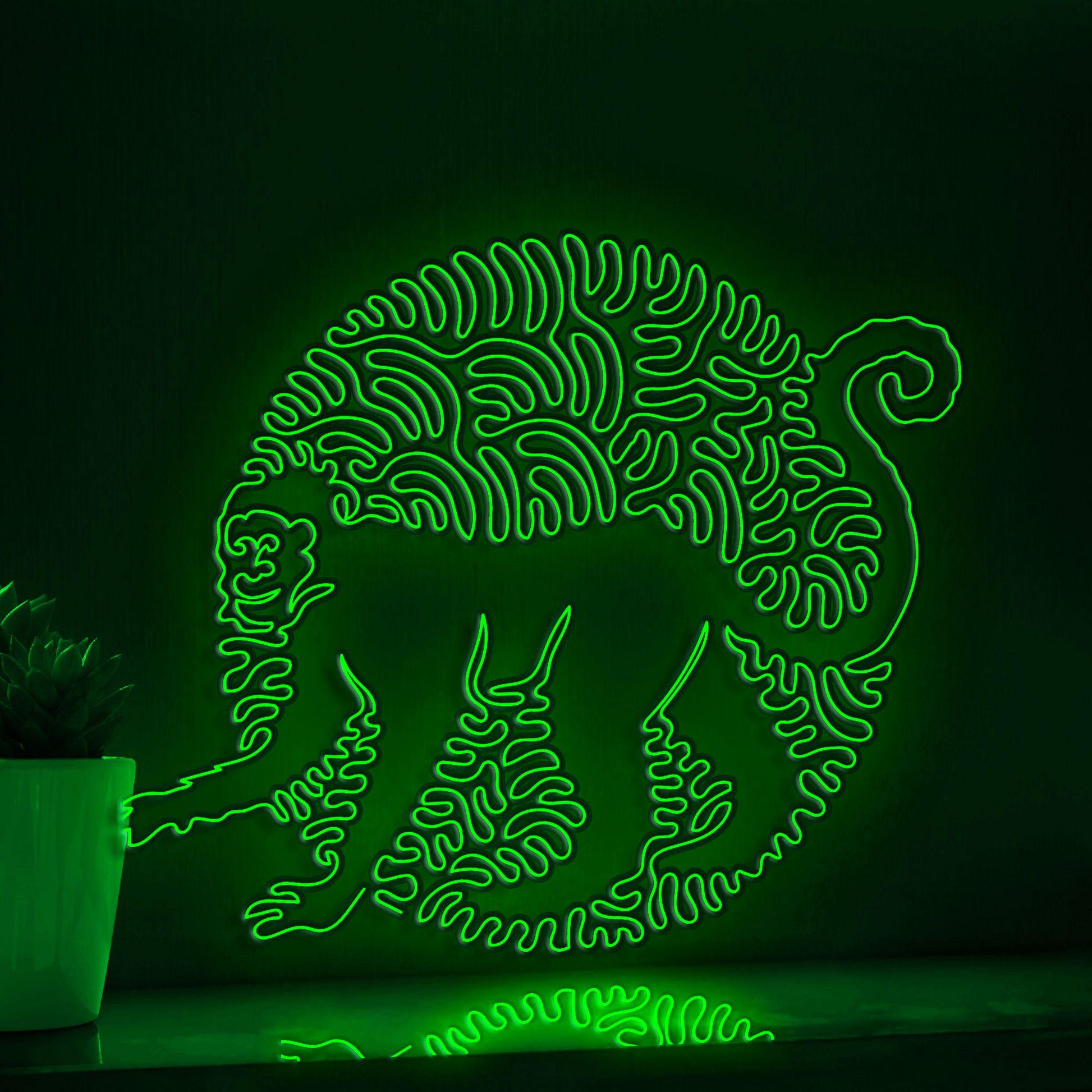 Monkey One Line EL Wire Neon Sign - Intelligent Primate Art - myneonup
