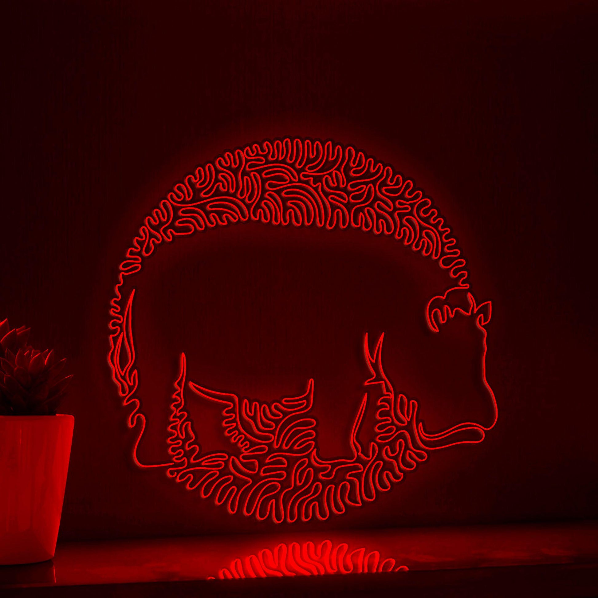 Hippo One Line EL Neon - Grazer Animal Wall Decor - myneonup