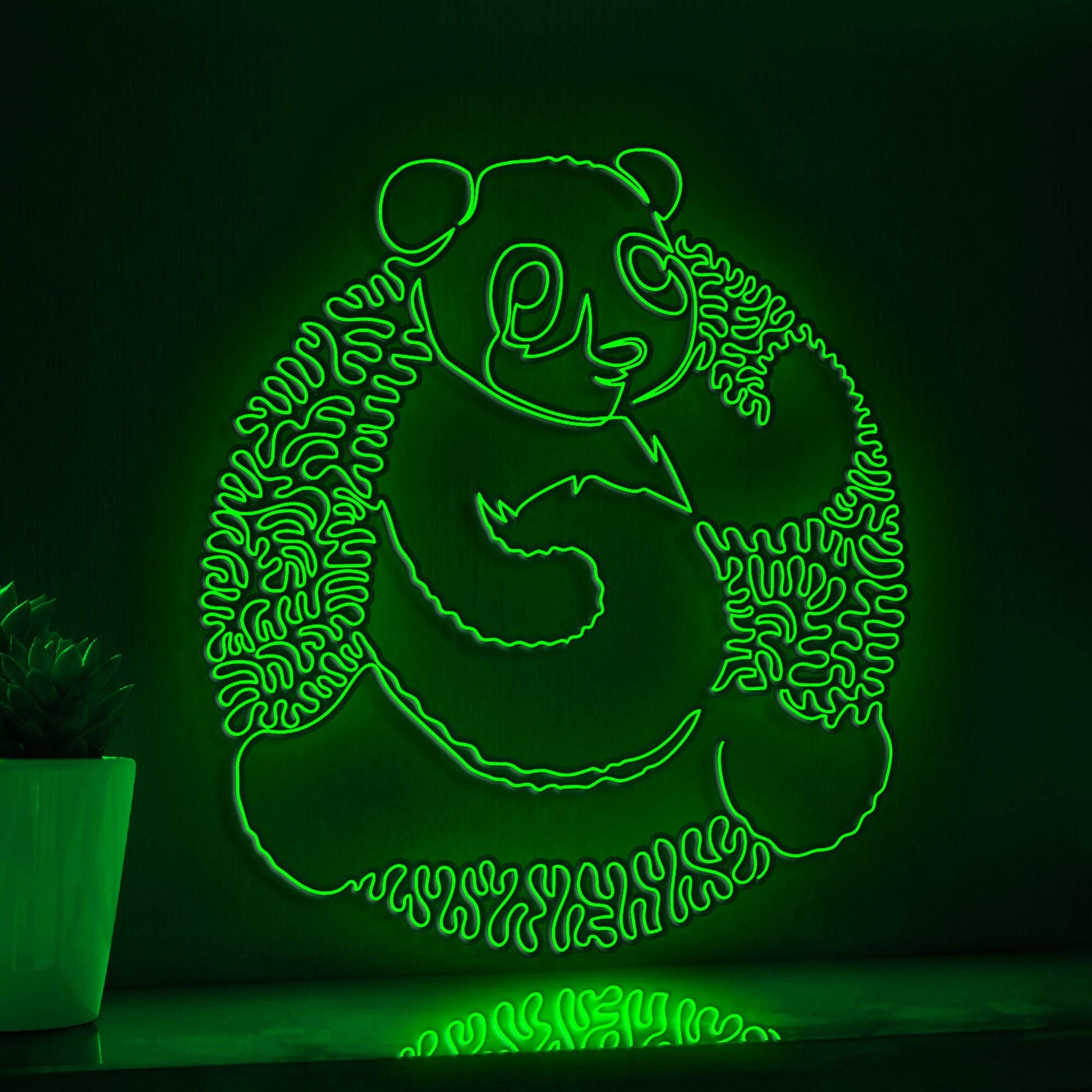 Panda One Line EL Wire Neon Sign - Bamboo Lover Wall Art - myneonup