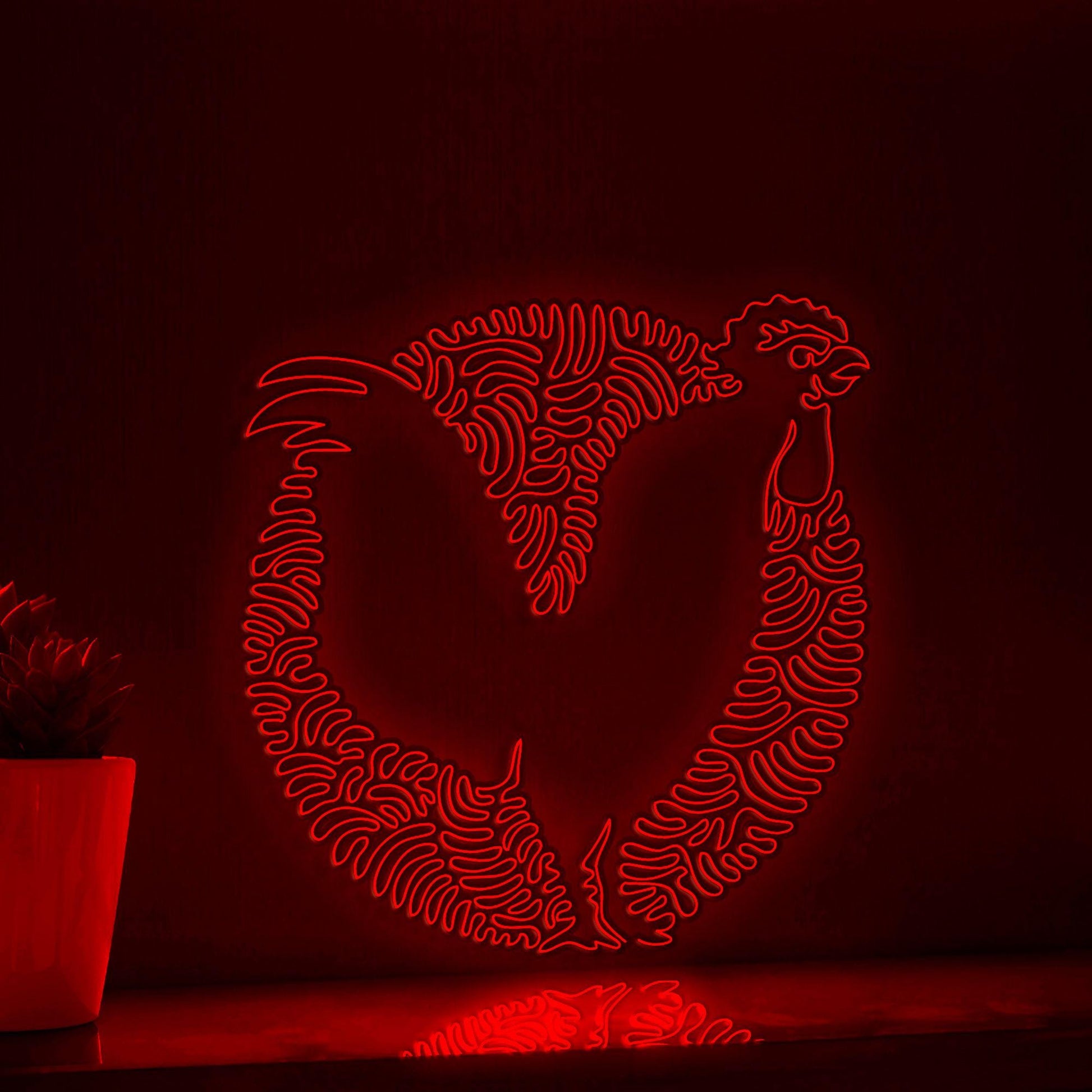 Rooster One Line Art EL Wire Neon Sign 2 - Farm Bird Boho Wall Decor - myneonup