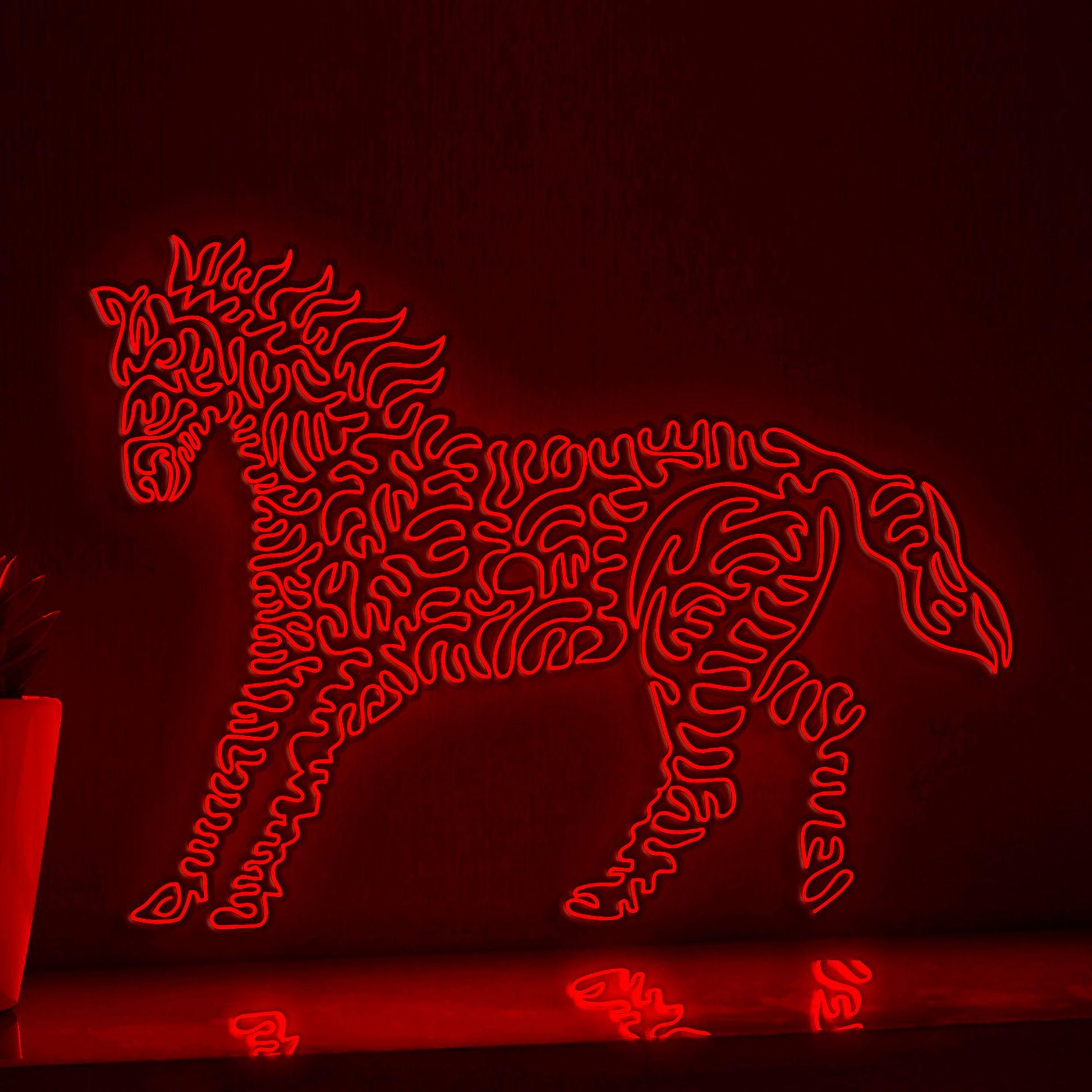 Horse One Line EL Neon - Running Stallion Wall Decor - myneonup