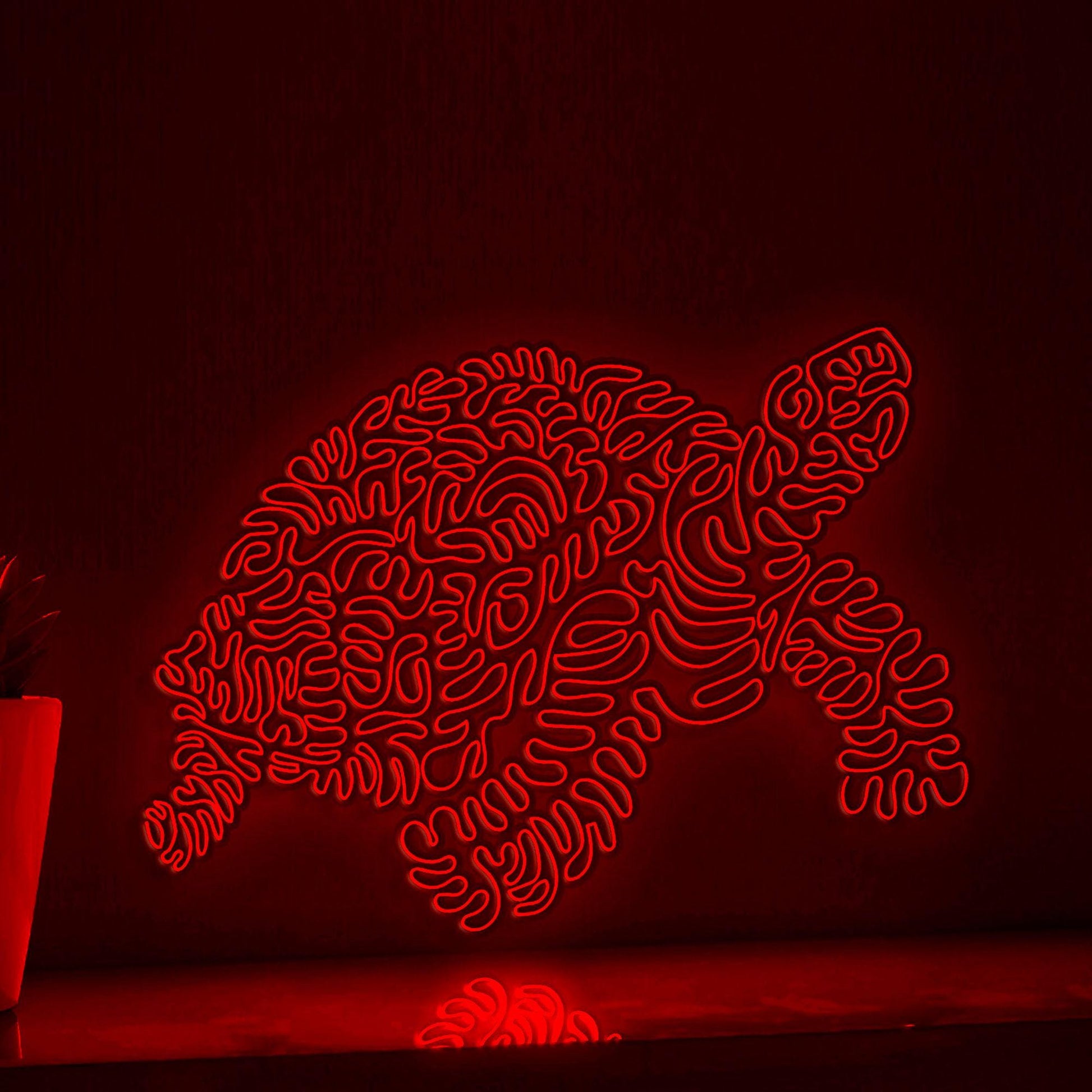 Tortoise One Line Neon Sign - Rounded Shell Wall Art Decor - myneonup