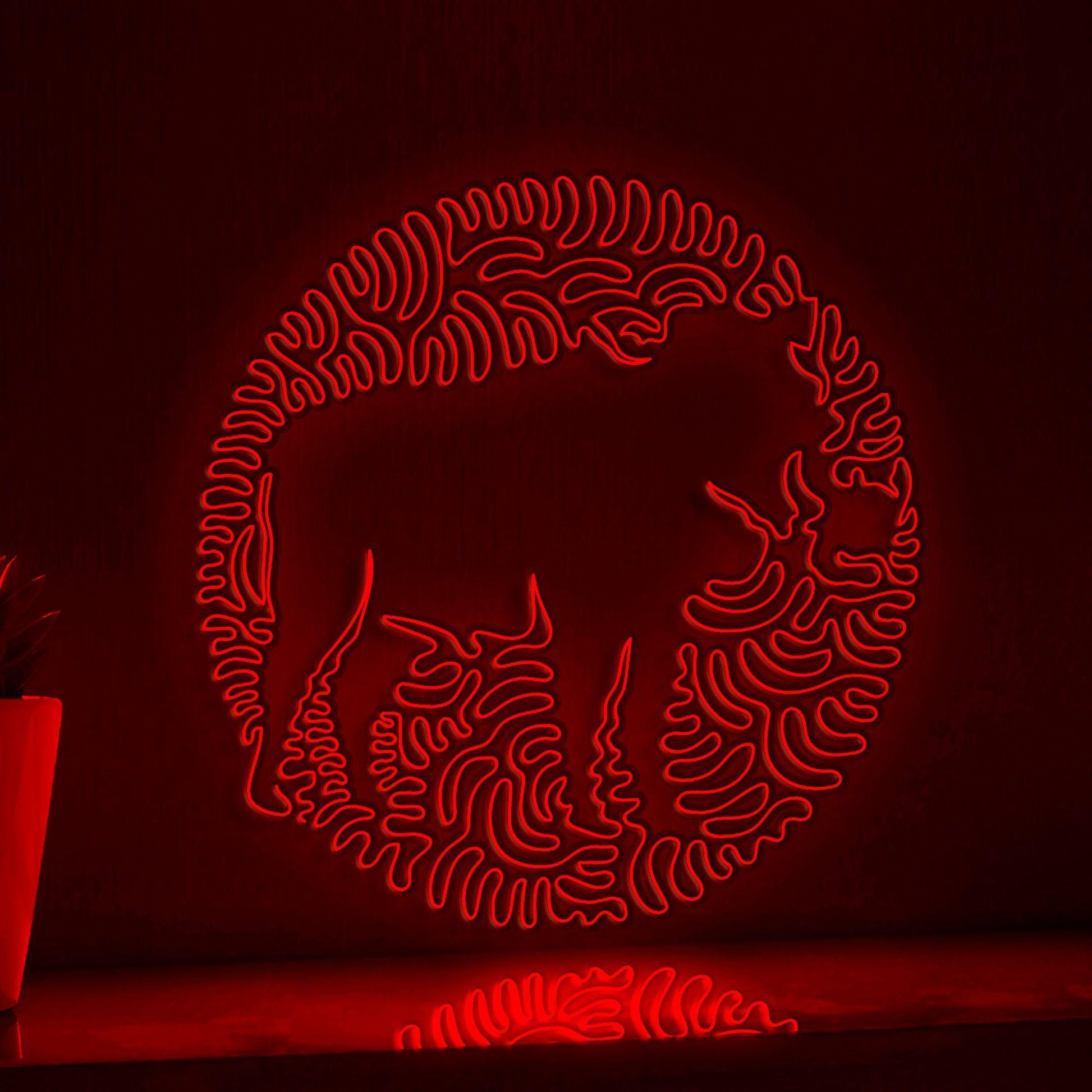 Warthog One Line EL Wire Neon Sign - African Tusker Wall Art - myneonup