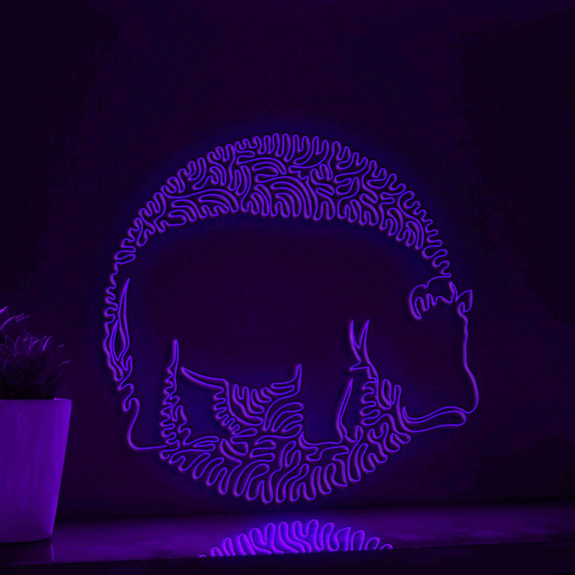 Hippo One Line EL Neon - Grazer Animal Wall Decor - myneonup