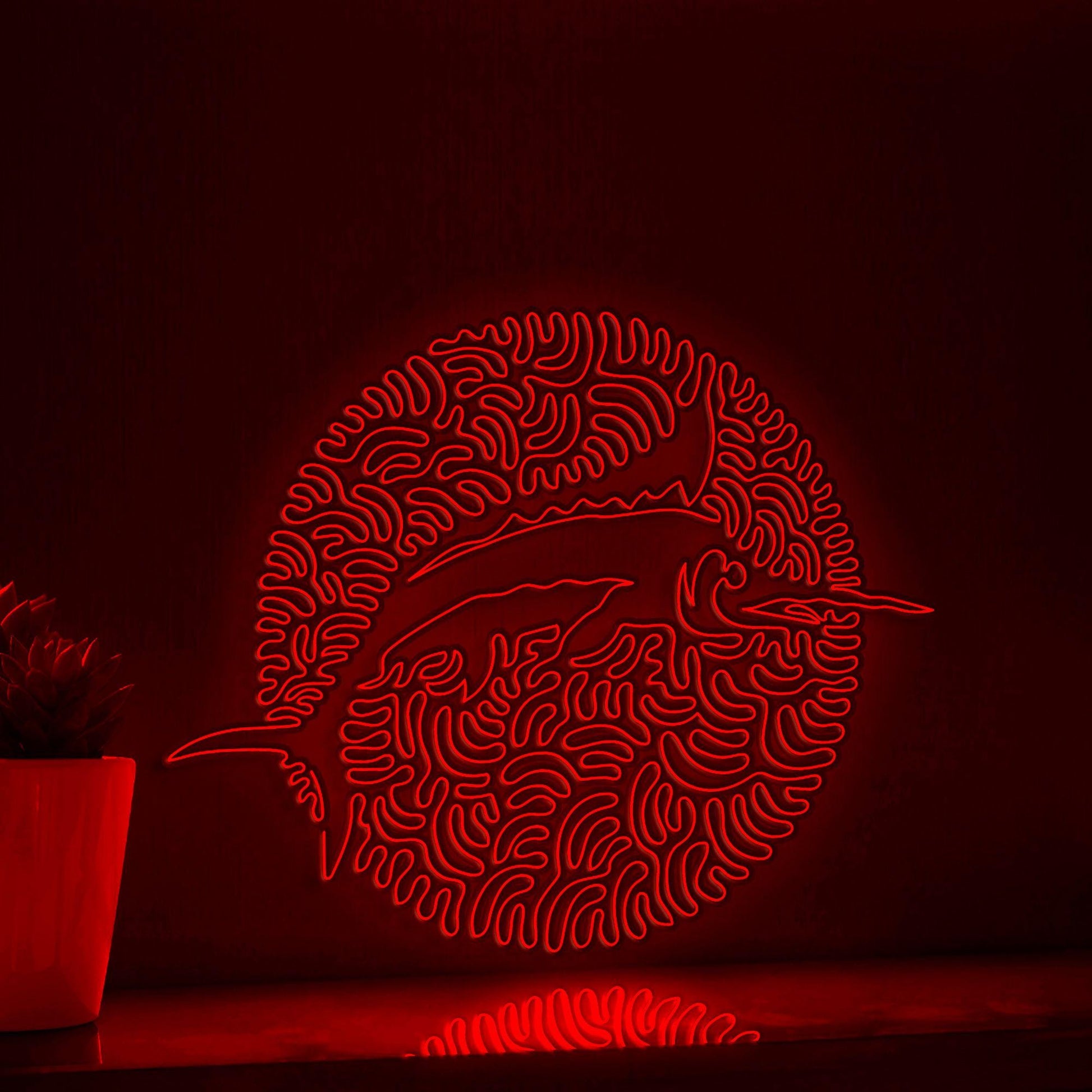 Marlin One Line EL Wire Neon Sign - Ocean Swirl Fish Wall Art - myneonup