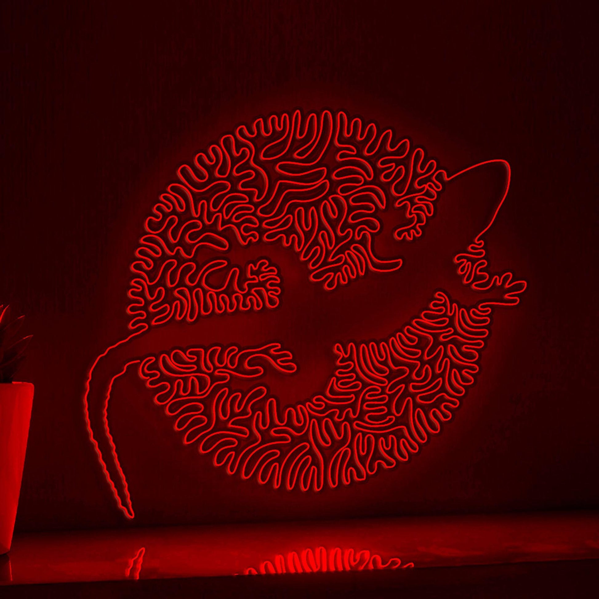 Lizard One Line Art EL Wire Neon Sign - Abstract Reptile Wall Decor - myneonup
