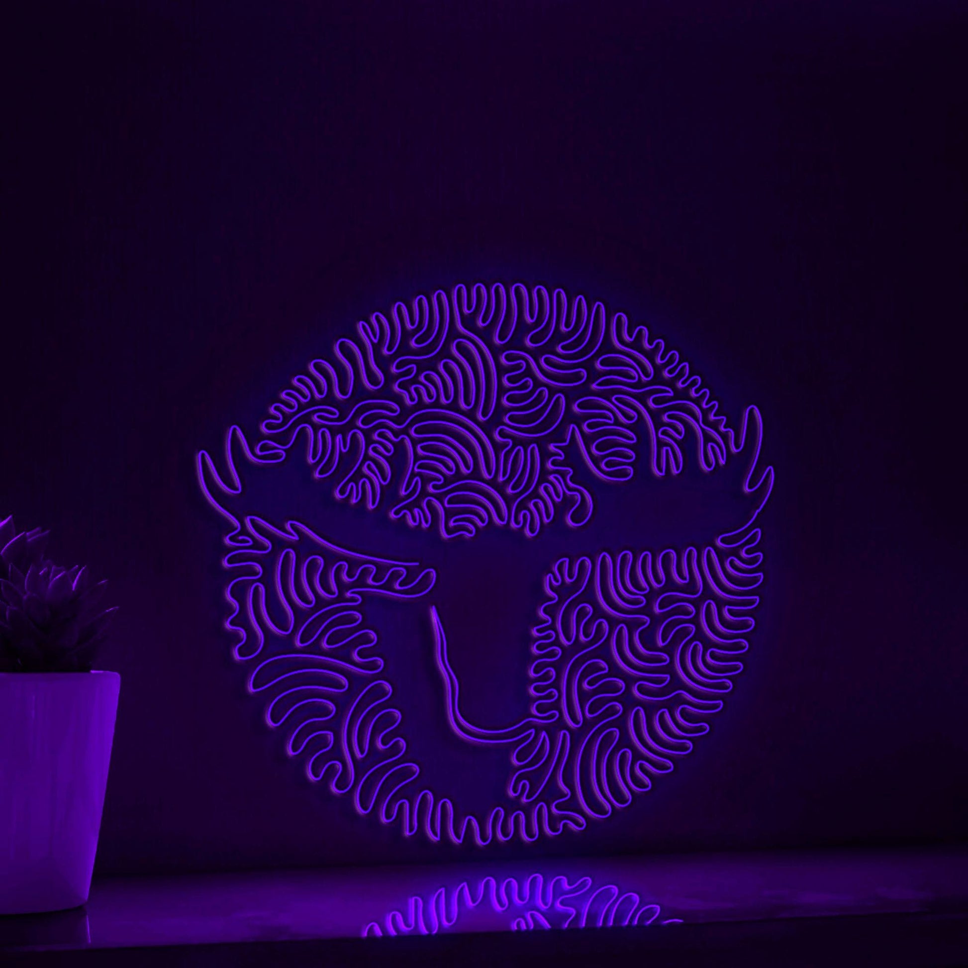 Moose Antlers One Line EL Neon - Forest Animal Wall Art Decor - myneonup