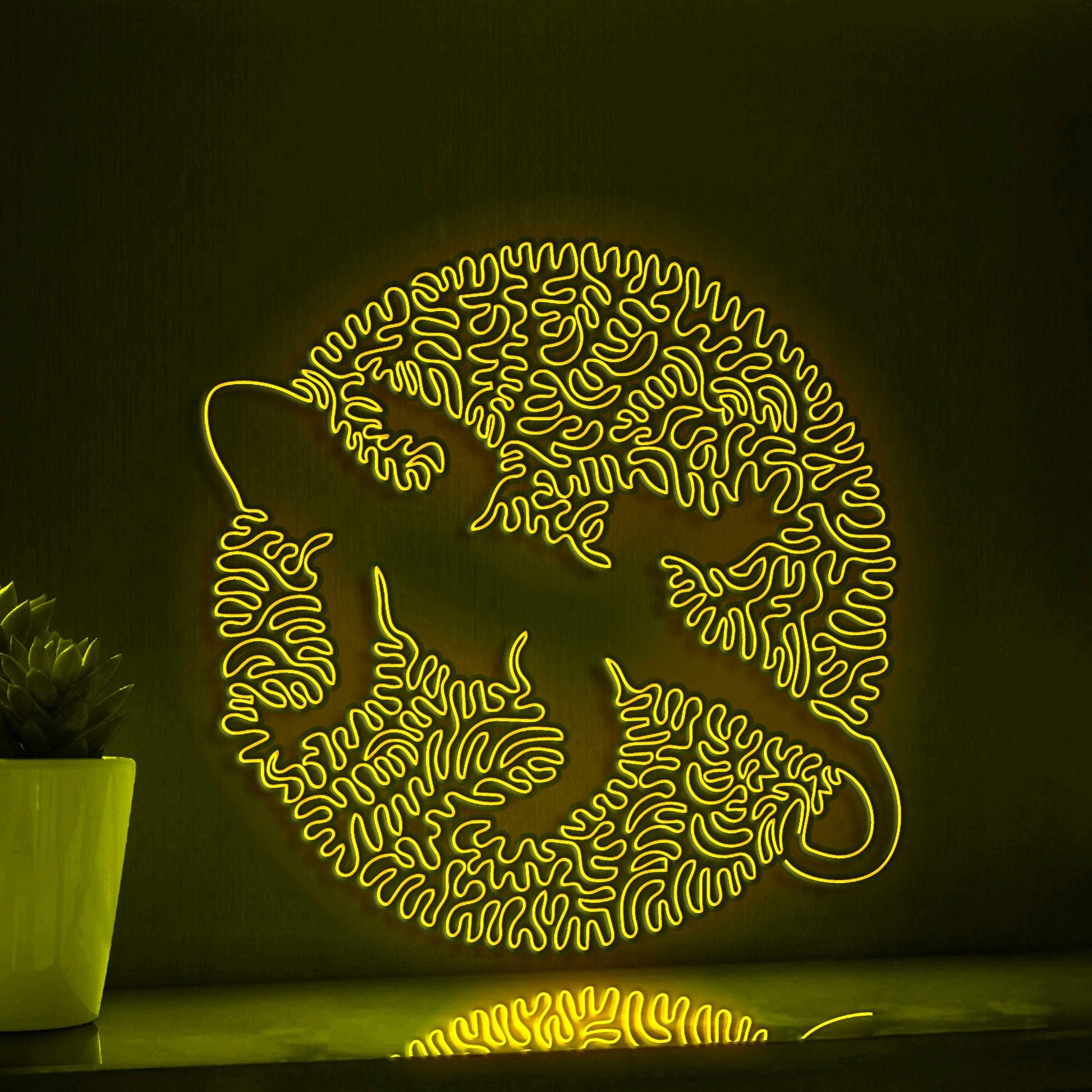 Lizard One Line Art EL Wire Neon Sign - Circle Abstract Reptile Wall Decor - myneonup
