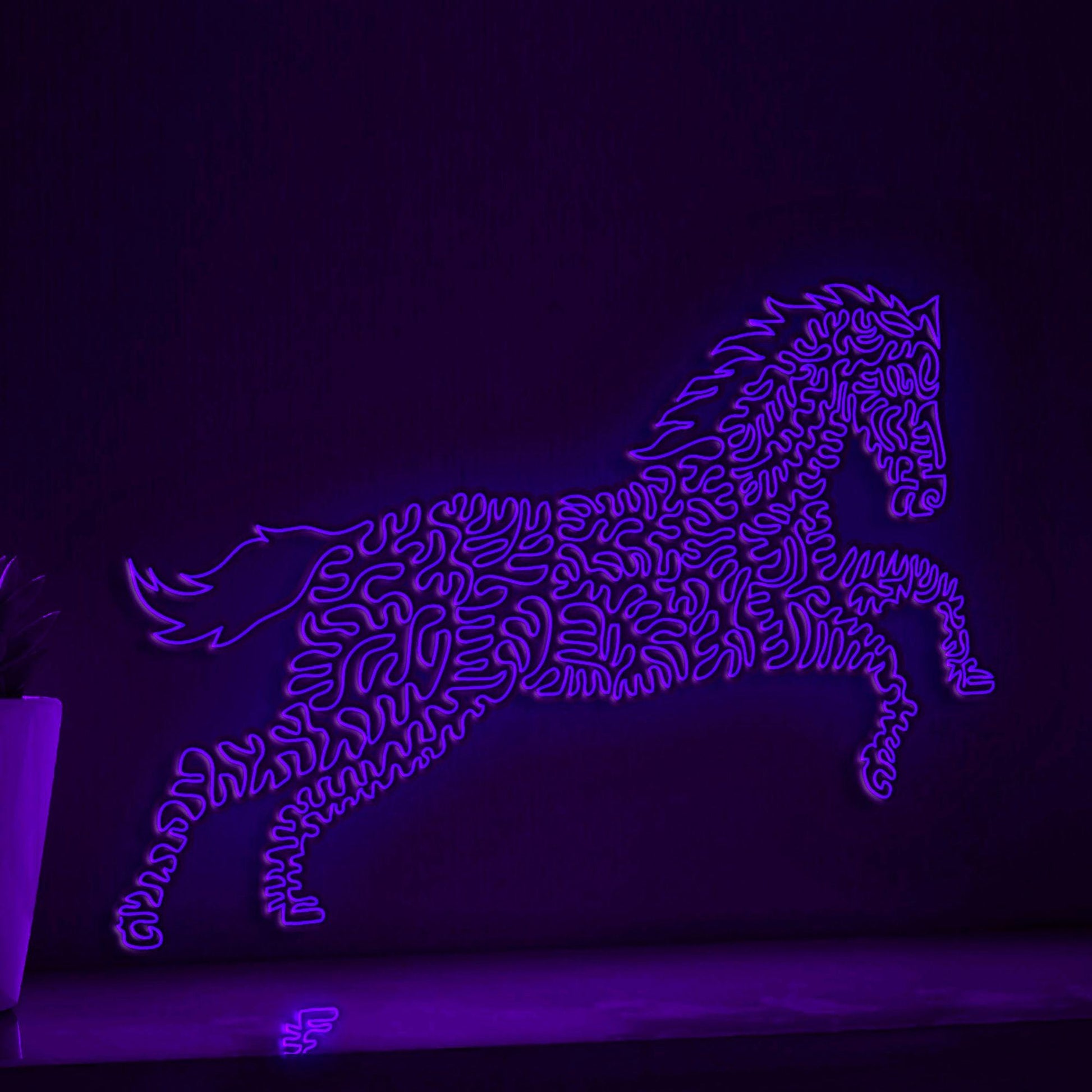 Horse One Line EL Wire Neon Sign - Galloping Equine Wall Art - myneonup
