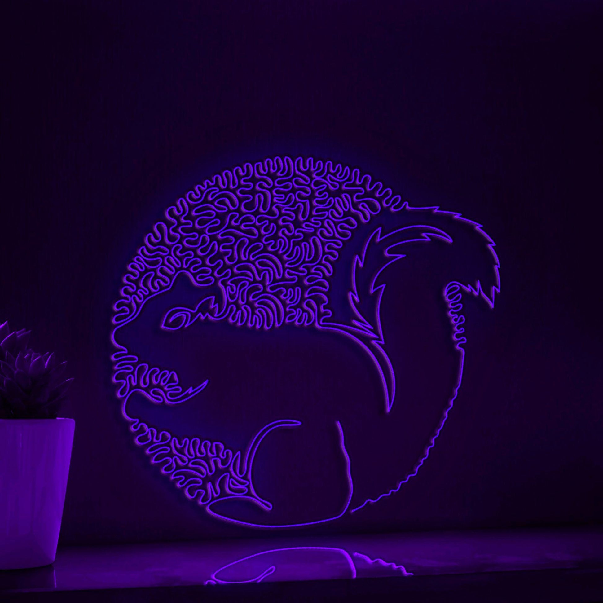 Squirrel One Line Neon - Fluffy Tail Forest Themed Decor - myneonup