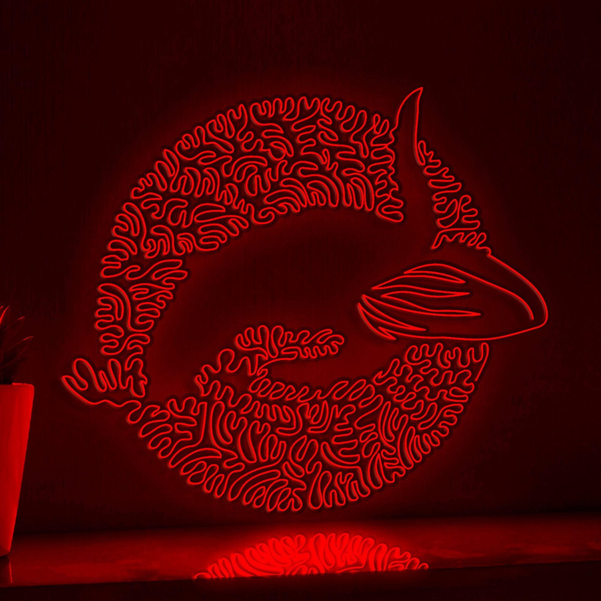 Whale One Line Art EL Wire Neon Sign - Ocean Circle Wall Decor - myneonup
