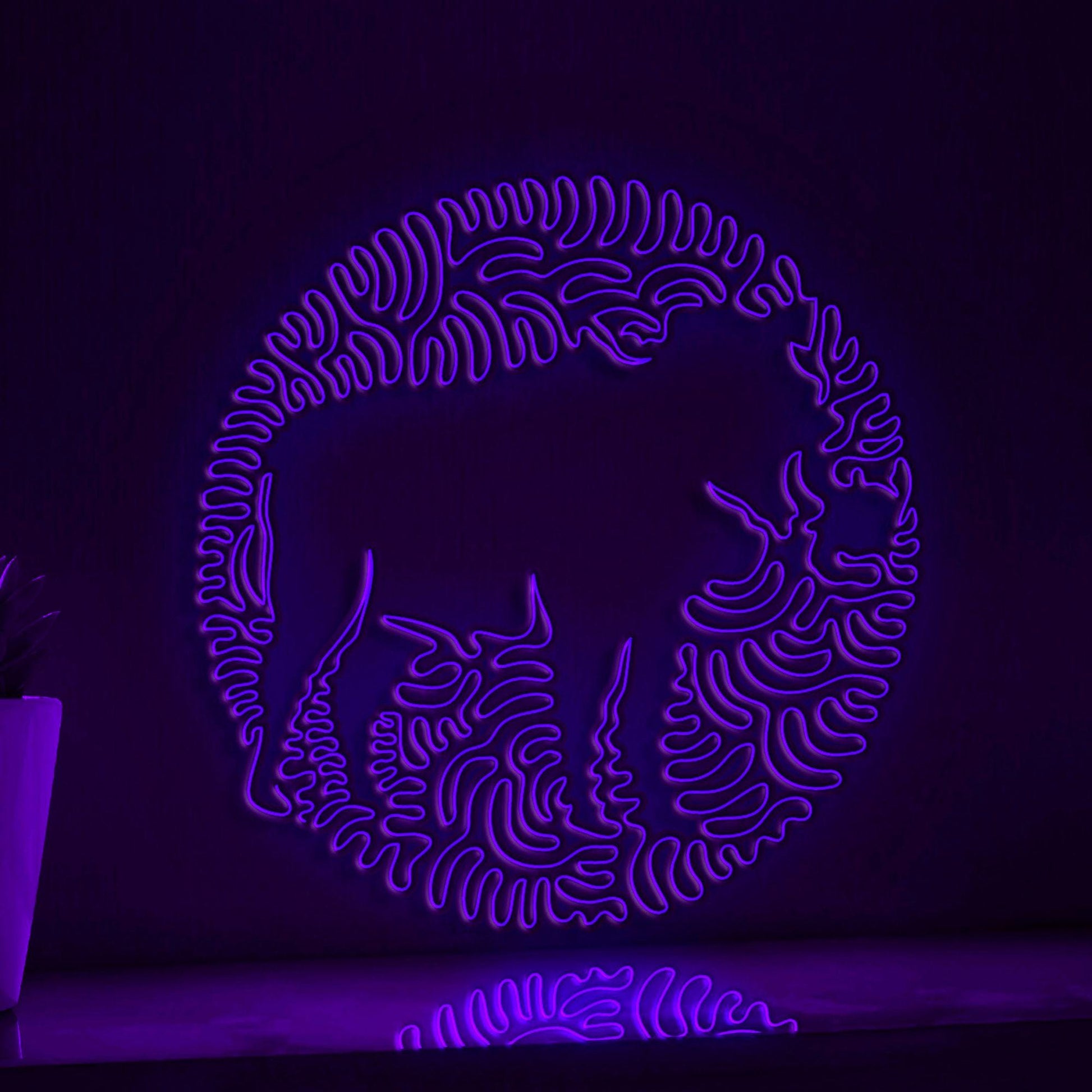 Warthog One Line EL Wire Neon Sign - African Tusker Wall Art - myneonup