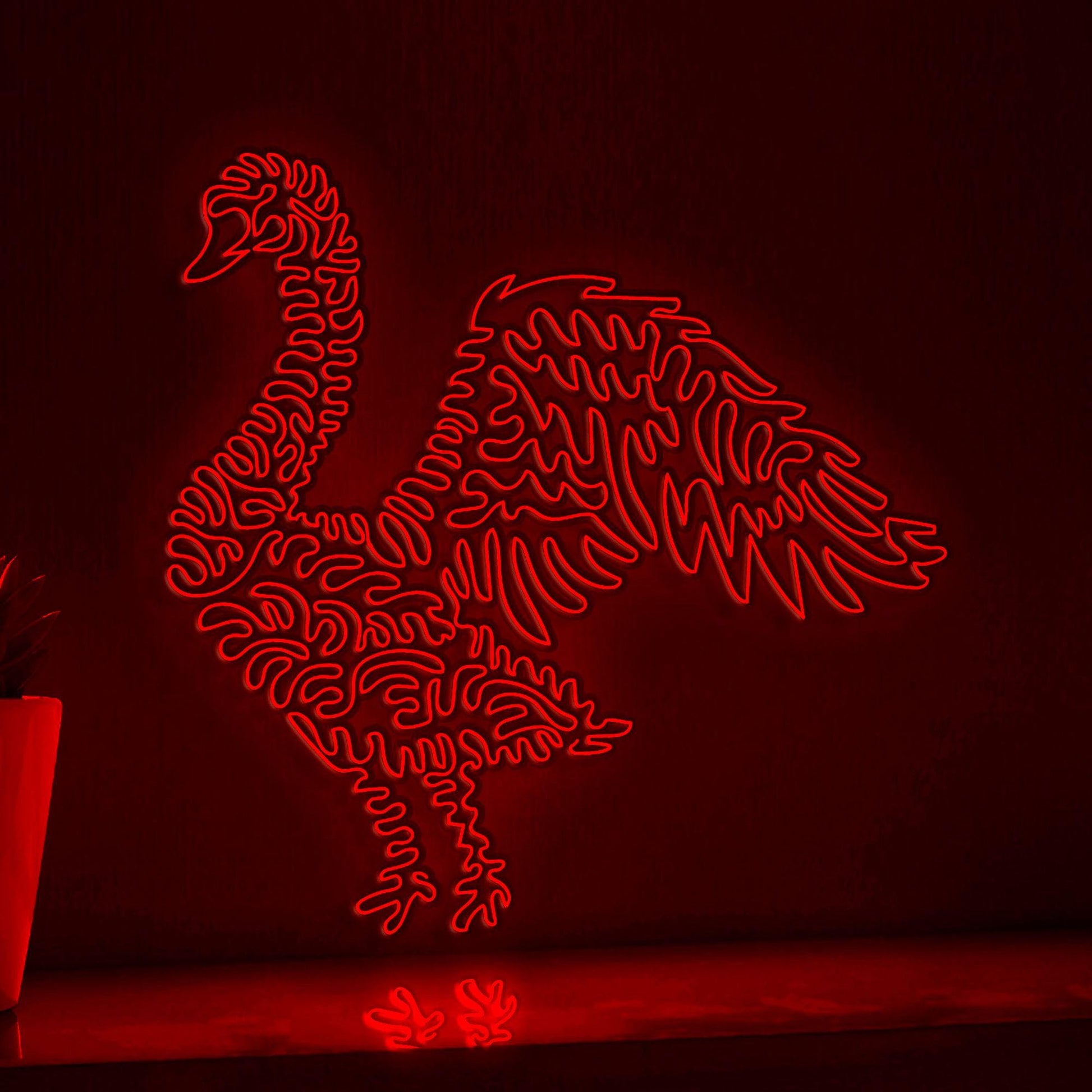 Swan One Line EL Neon - Wingspan Boho Wall Art - myneonup
