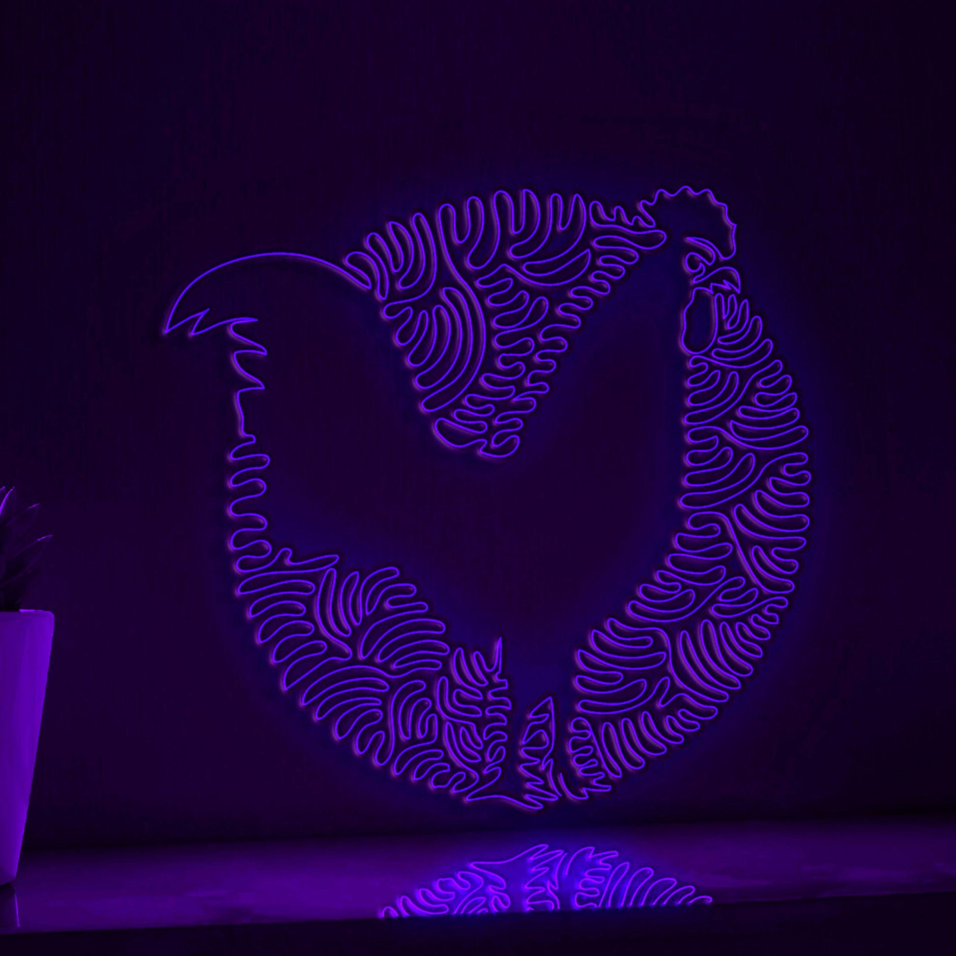 Rooster One Line Art EL Wire Neon Sign 1 - Farm Bird Boho Wall Decor - myneonup