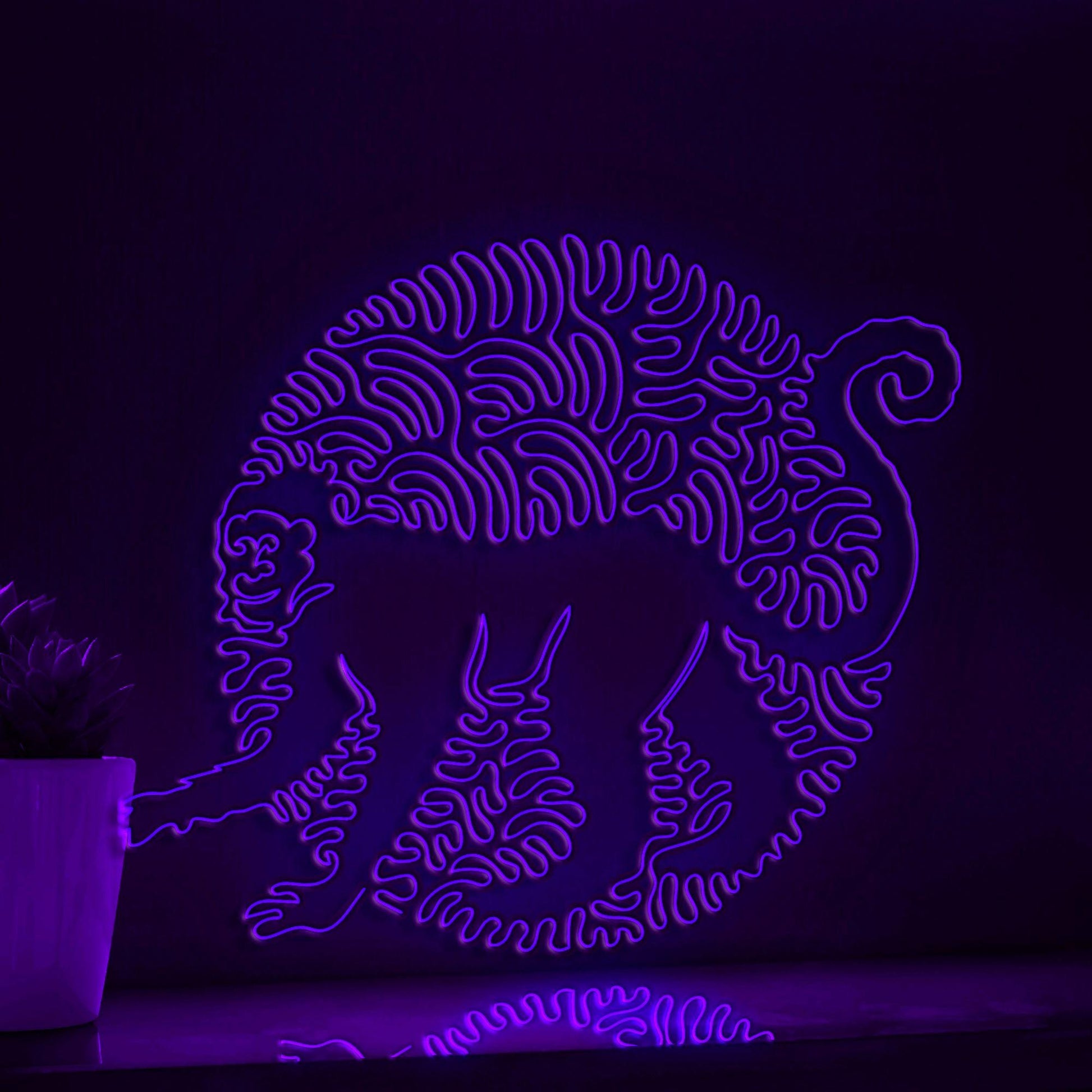 Monkey One Line EL Wire Neon Sign - Intelligent Primate Art - myneonup