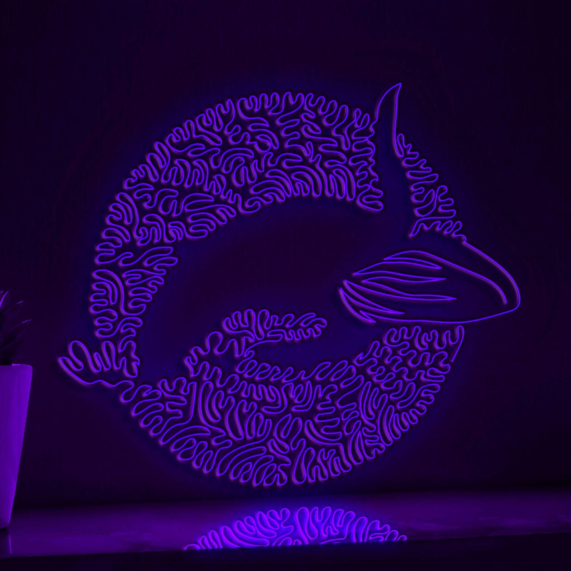 Whale One Line Art EL Wire Neon Sign - Ocean Circle Wall Decor - myneonup