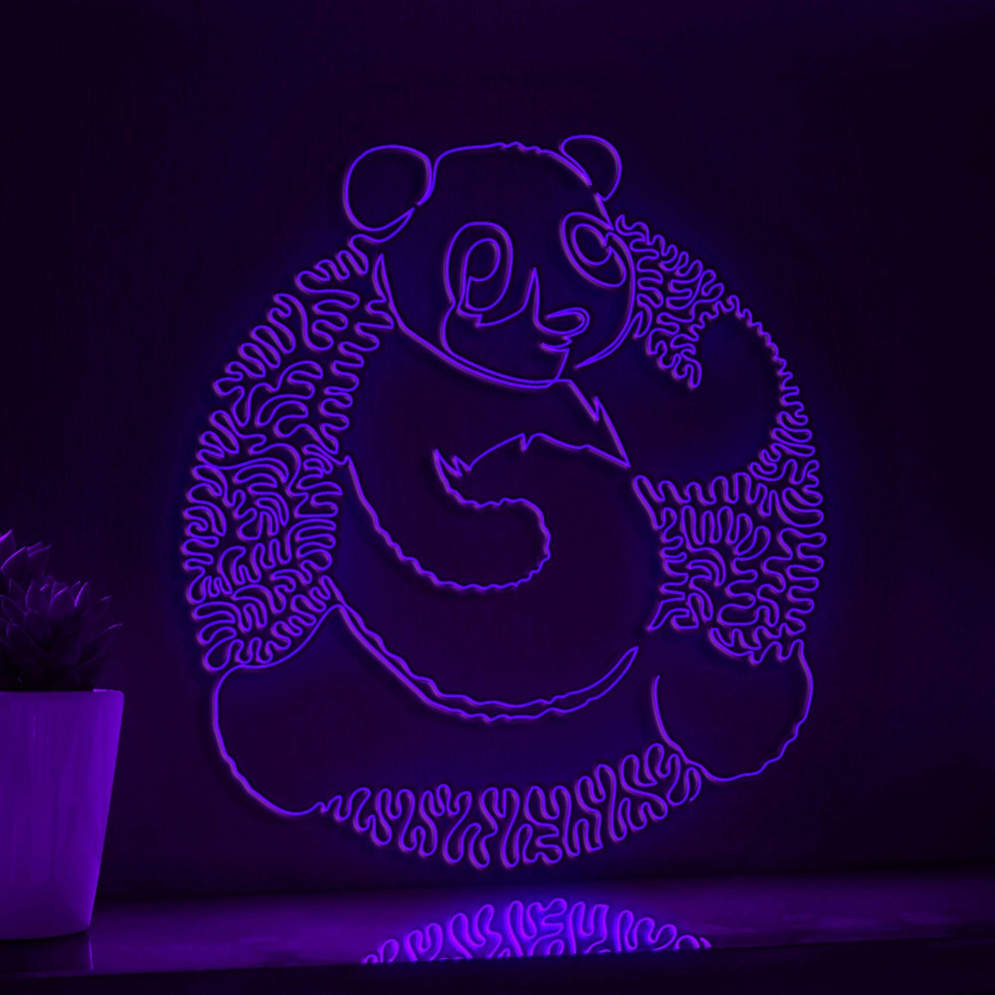 Panda One Line EL Wire Neon Sign - Bamboo Lover Wall Art - myneonup