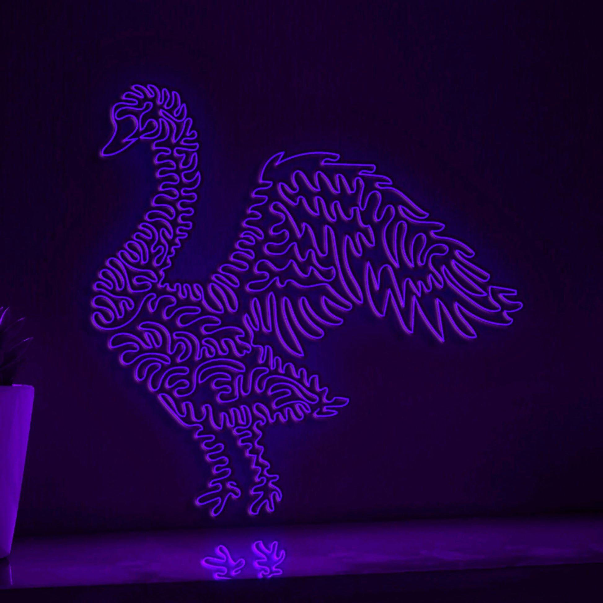Swan One Line EL Neon - Wingspan Boho Wall Art - myneonup