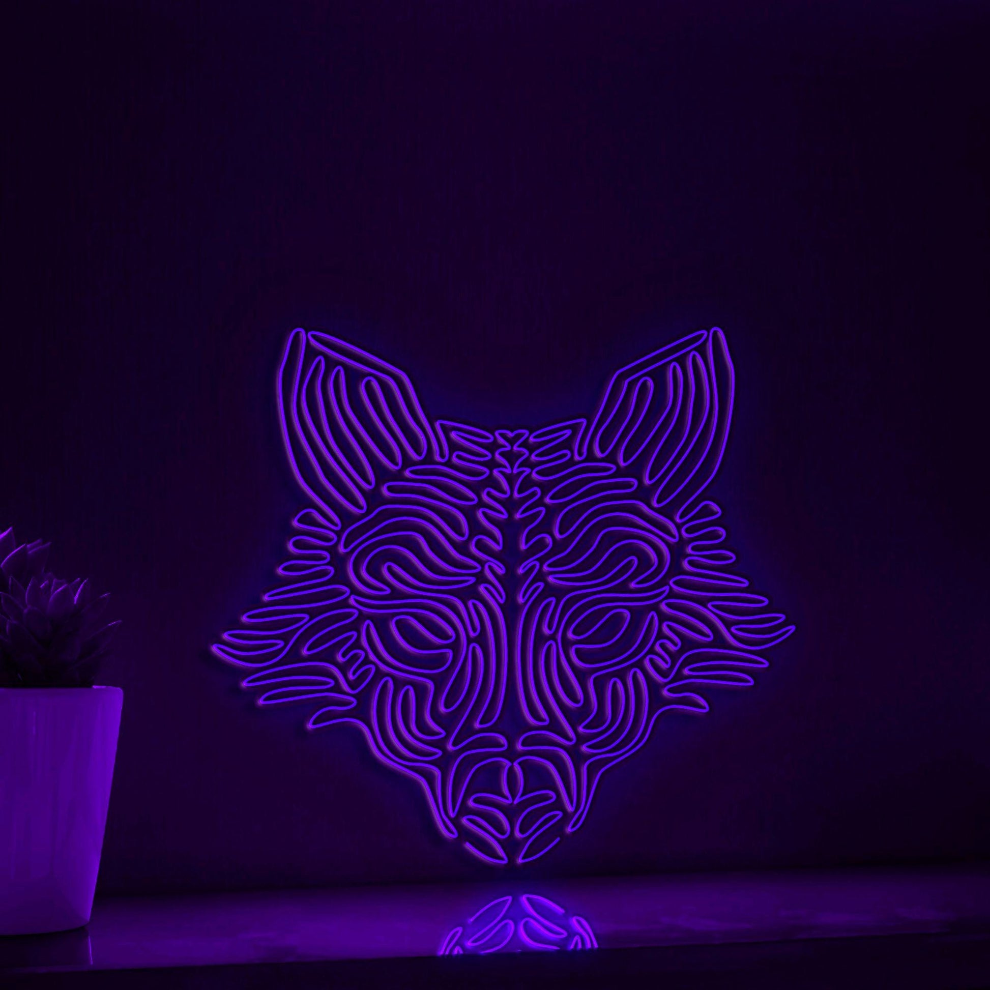 Fox One Line Art EL Wire Neon Sign - Pointed Ears Animal Wall Decor - myneonup