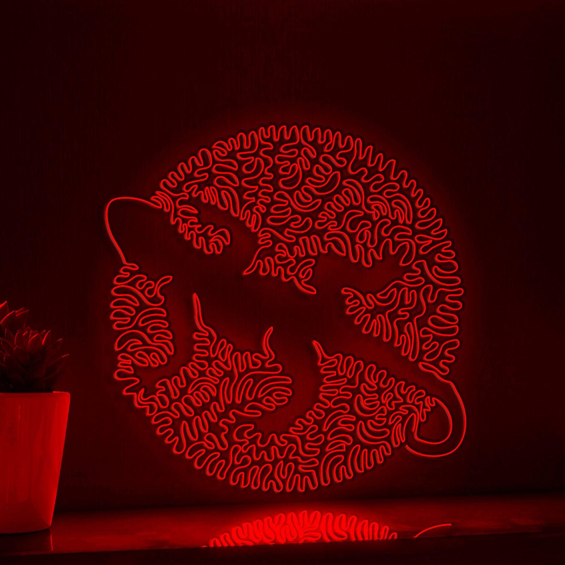 Lizard One Line Art EL Wire Neon Sign - Circle Abstract Reptile Wall Decor - myneonup