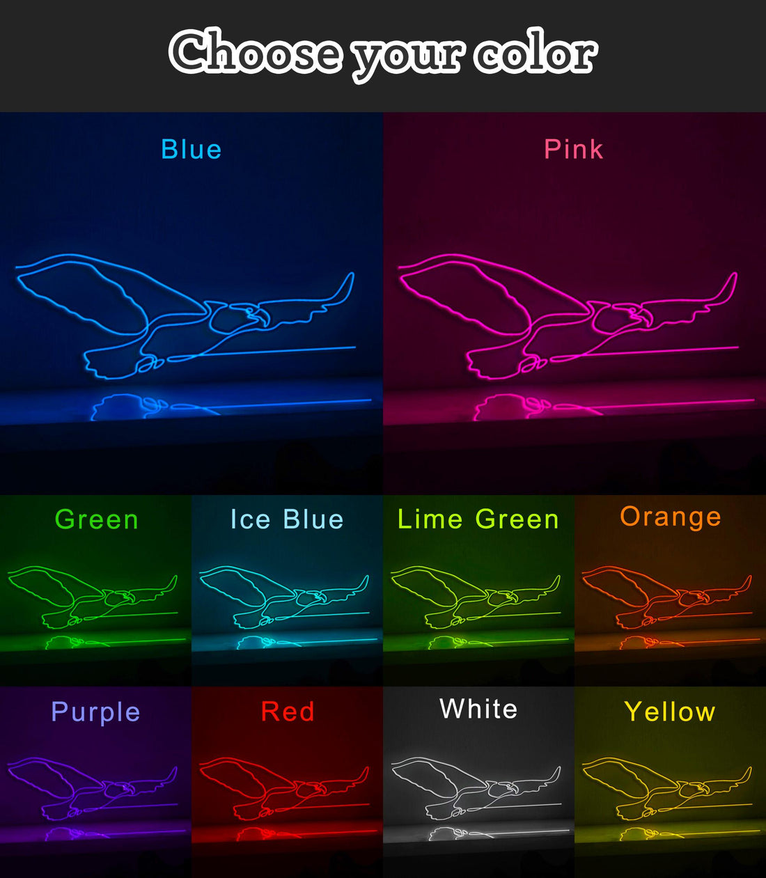 Eagle Bird Flying EL Wire Neon Sign, Animal Neon Light for Nature Rooms & Freedom-Themed Decor
