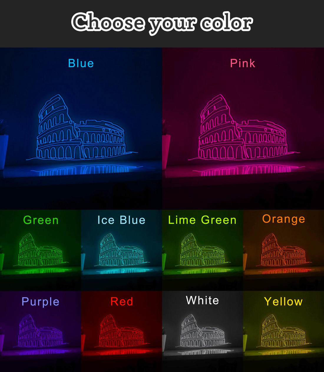 Colosseum Amphitheater Historical EL Wire Art for Travel Decor & Ancient Rome Enthusiasts
