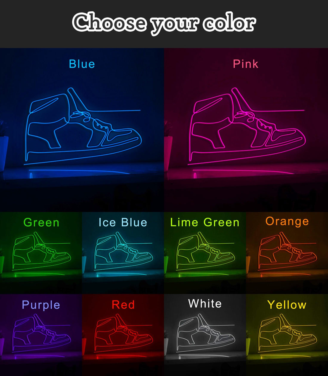 Line of Shoe EL Wire Neon Sign, Neon Light for Room & Closet Decor