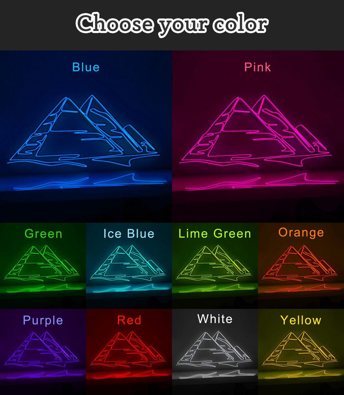 Pyramid Beauty Historical Egyptology EL Wire Art for Adventure Rooms & Historical Decor