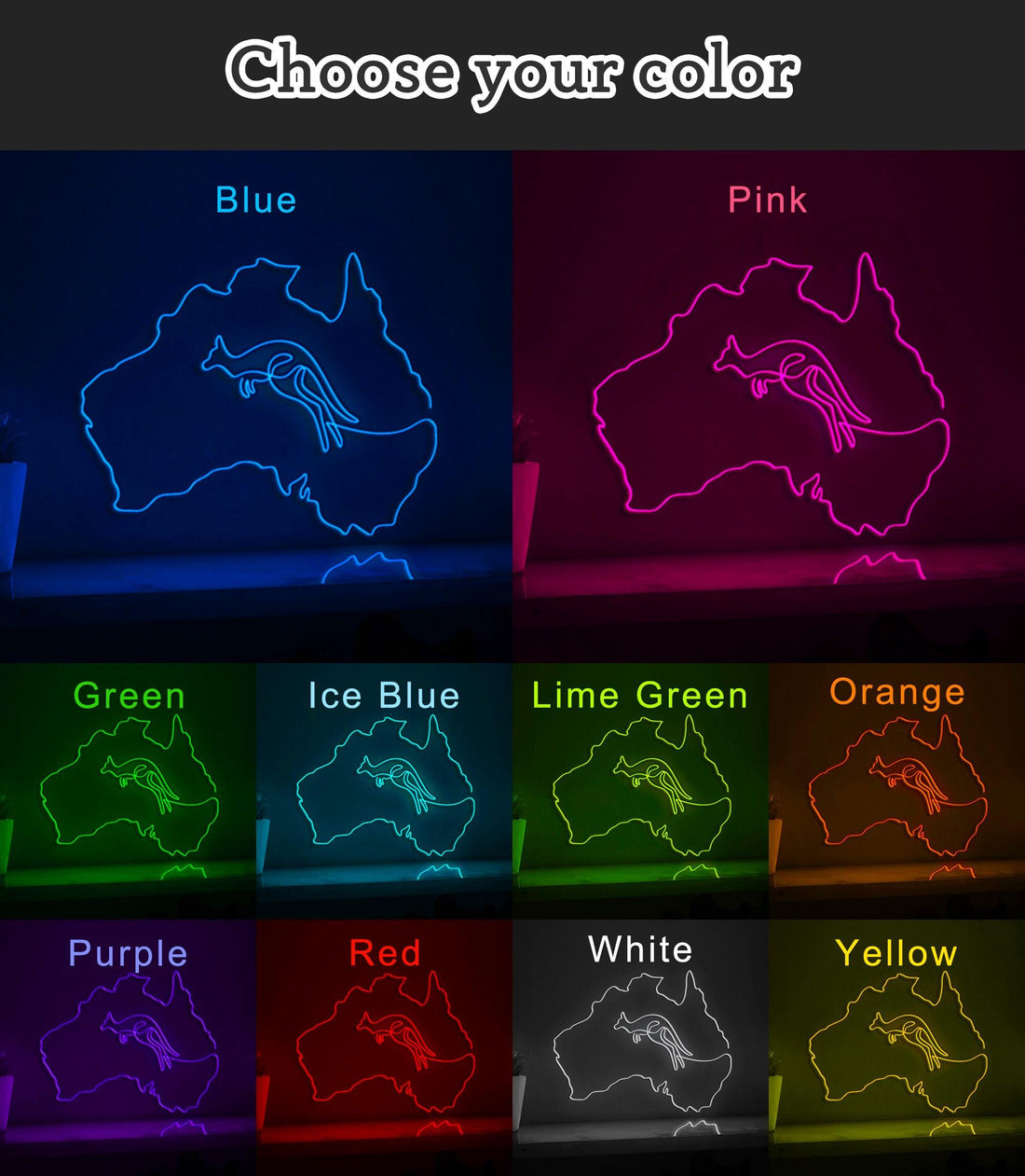 Australia Kangaroo Wildlife Family-Themed EL Wire Animal Art for Safari Decor & Wildlife Conservation