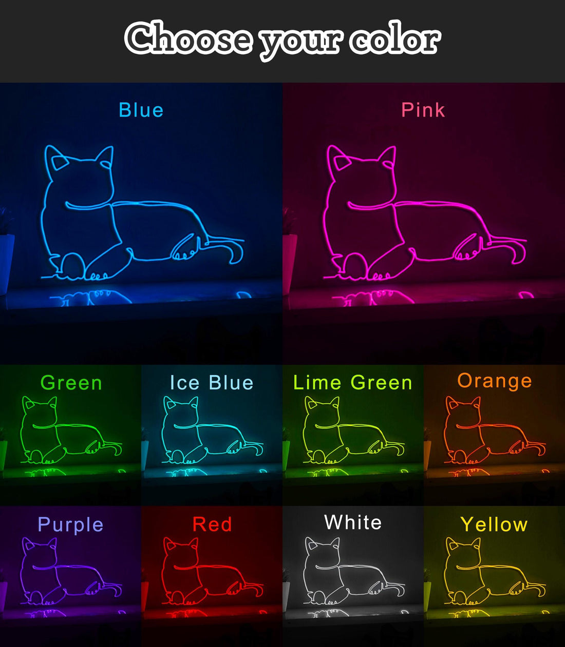 Cat Abstract EL Wire Neon Sign, Pet Theme Neon Light for Minimalist Rooms & Feline Design Decor