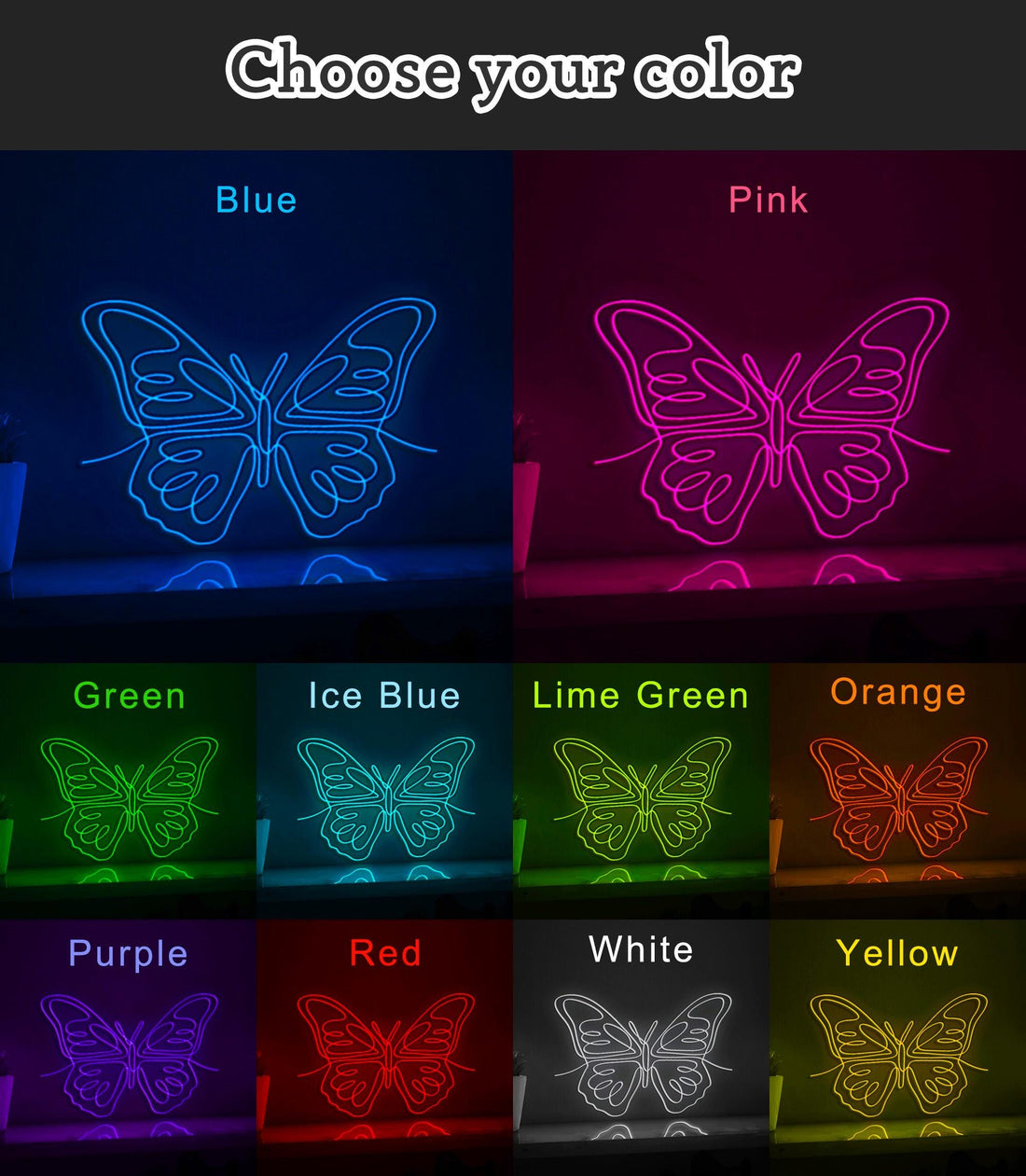 Beautiful Butterfly Relaxing EL Wire Animal Art for Wellness Centers & Beauty Studios