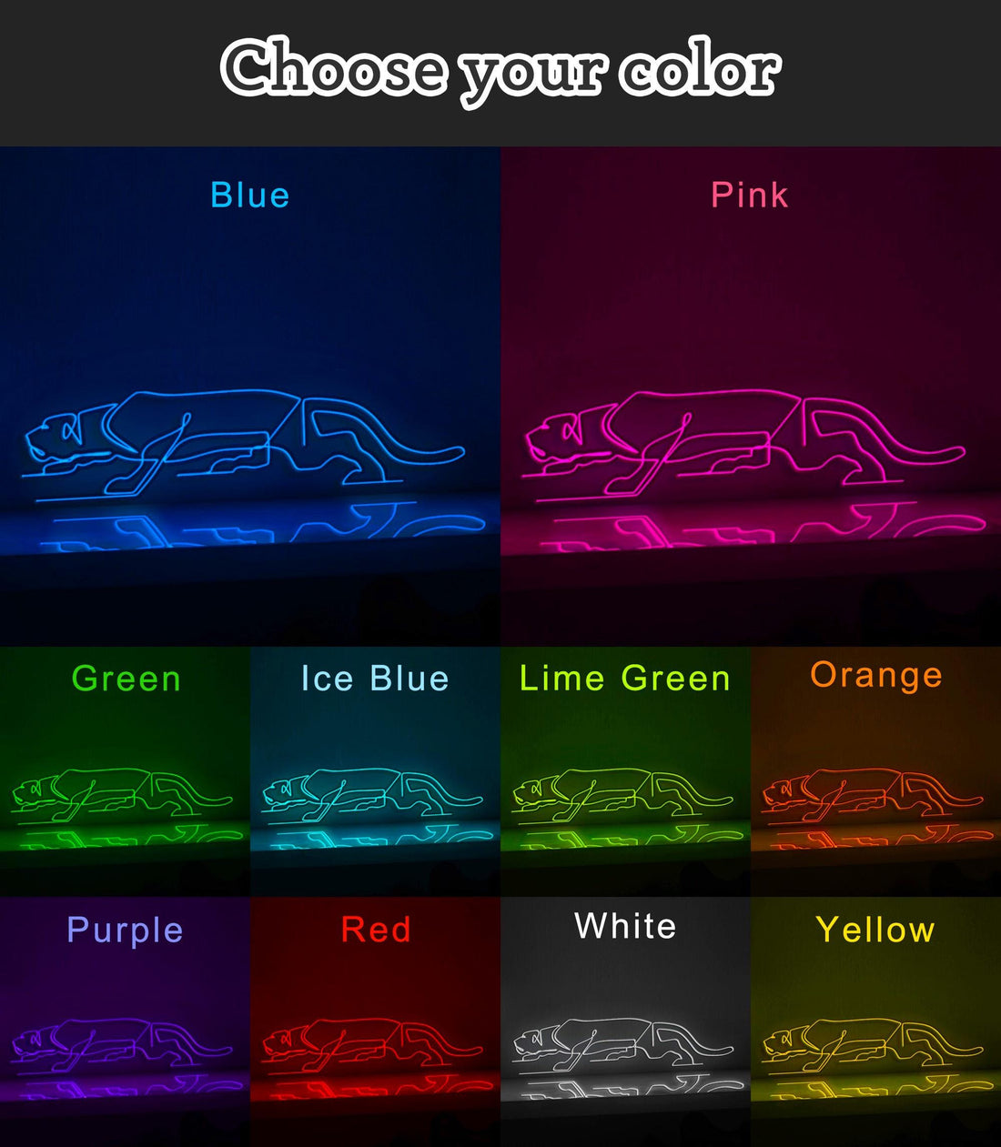 Puma Wild Animal EL Wire Neon Sign, Animal Theme Neon Light, Home Decor Wall Art