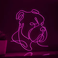 Bully Dog Breed Bold EL Wire Animal Art for Pet Rooms & Dog Sport Enthusiasts