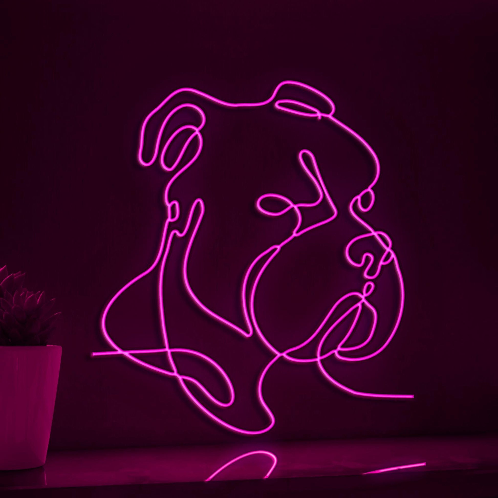Bully Dog Breed Bold EL Wire Animal Art for Pet Rooms & Dog Sport Enthusiasts