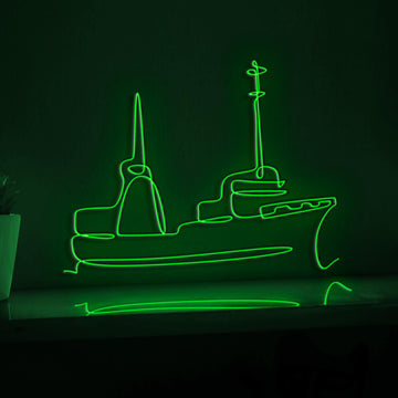 Ship on the Sea EL Wire Neon Sign, Ocean, Travel Theme Neon Light for Coastal Homes & Maritime Enthusiasts