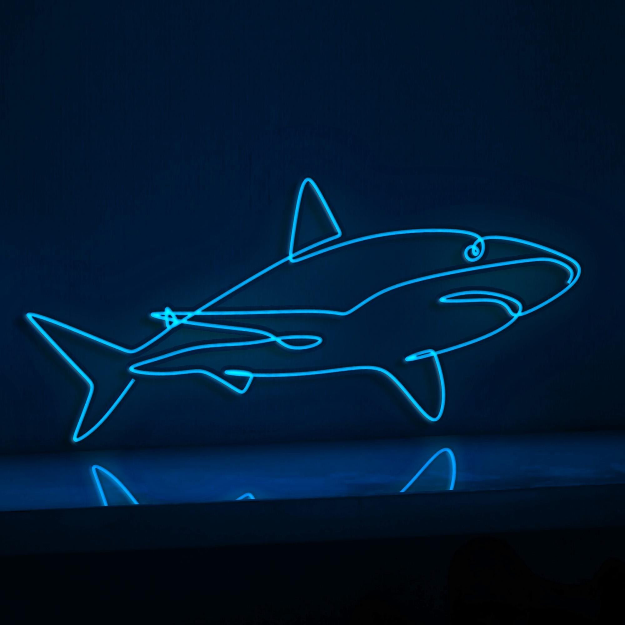 Ocean Shark Fish EL Wire Neon Sign, Neon Light for Beach Houses & Underwater Adventure Decor