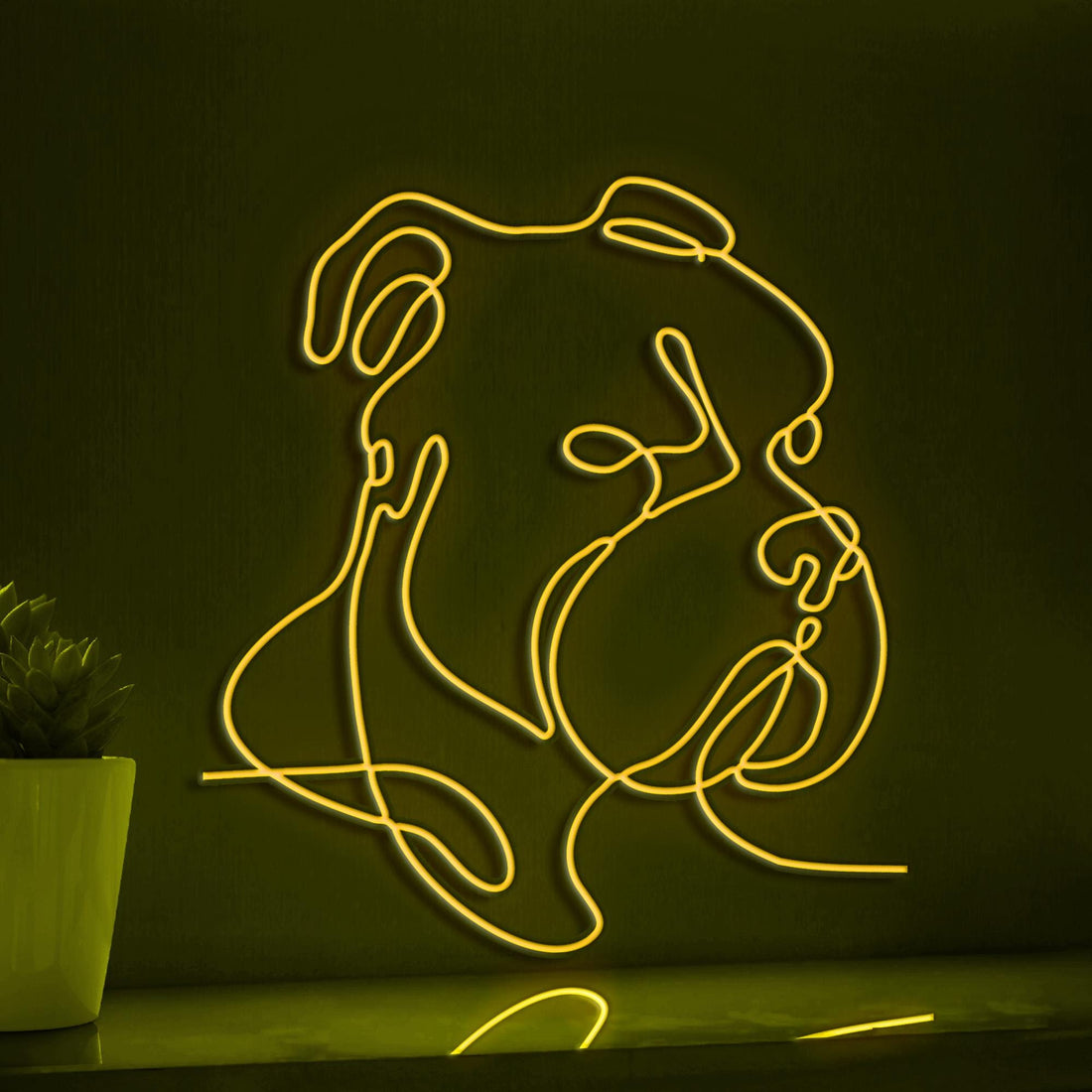 Bully Dog Breed Bold EL Wire Animal Art for Pet Rooms & Dog Sport Enthusiasts