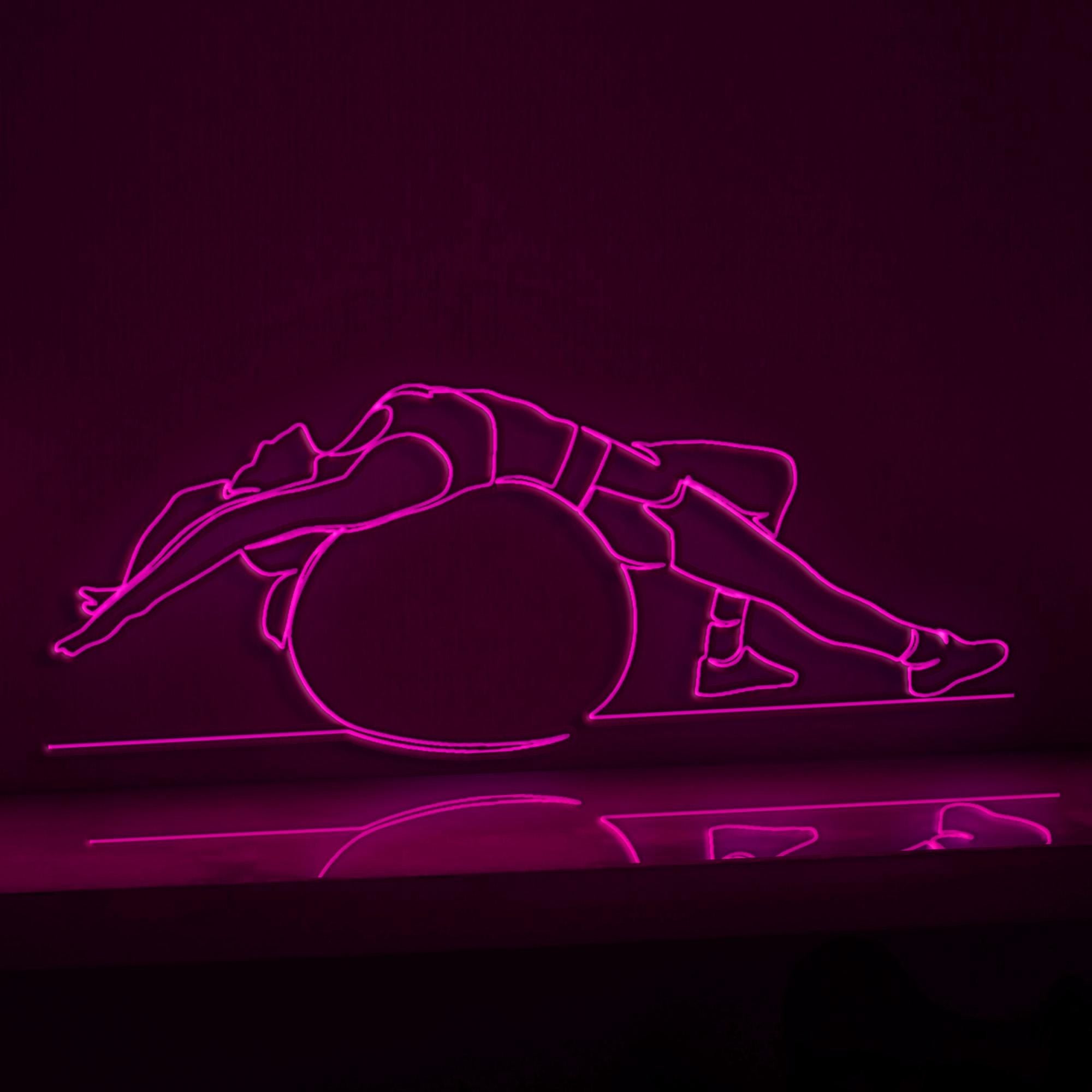 Beautiful Girl Fitness Ball Sports EL Wire Art for Gym Studios & Wellness Lifestyle Decor