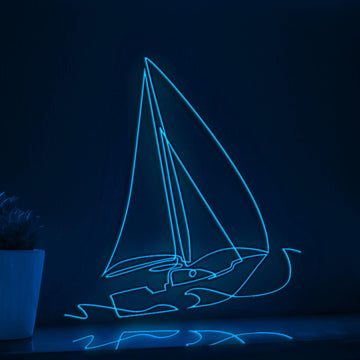 Sailboat Big Waves Sea EL Wire Neon Sign, Adventure Sailing Theme Neon Light for Home Decor Wall Art