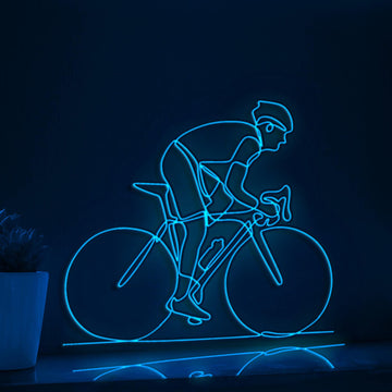 Bicycle Rider Athlete Sports EL Wire Wall Art for Cycling Fans & Fitness Studios