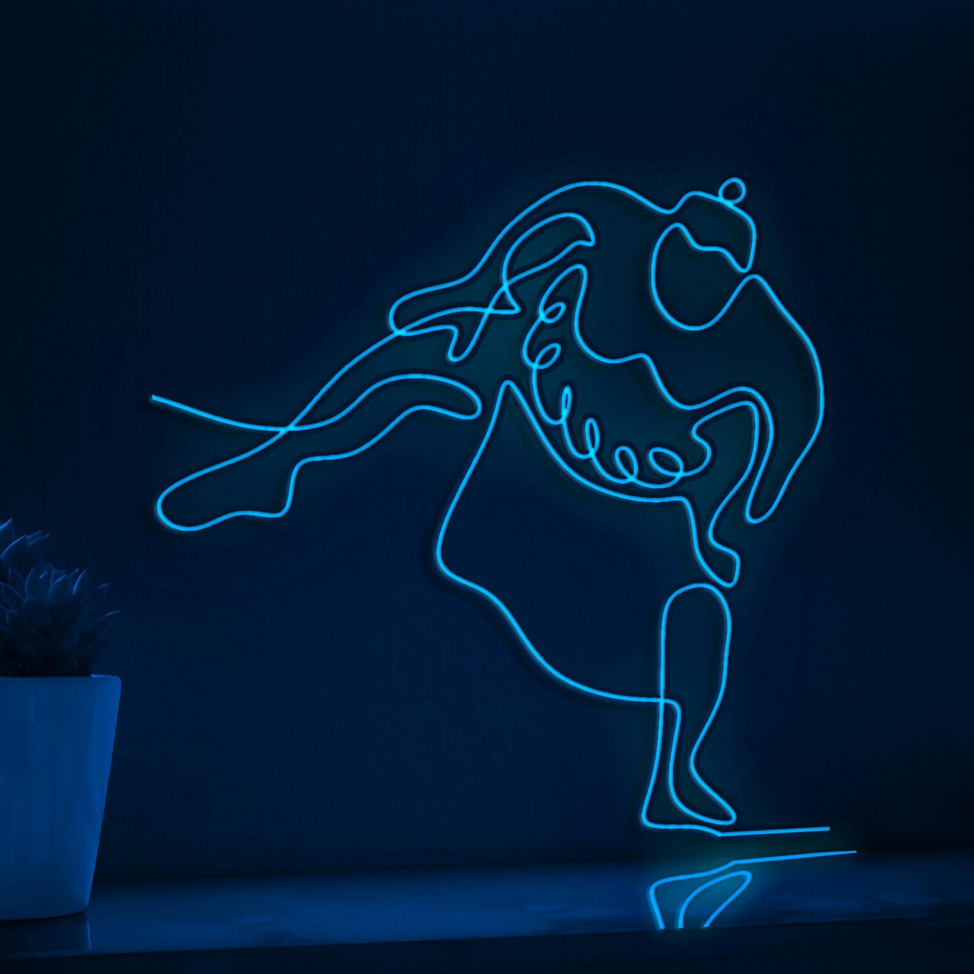 Young Sumo Man Pose Cultural EL Wire Sports Art for Arena Rooms & Sumo Wrestling Fans