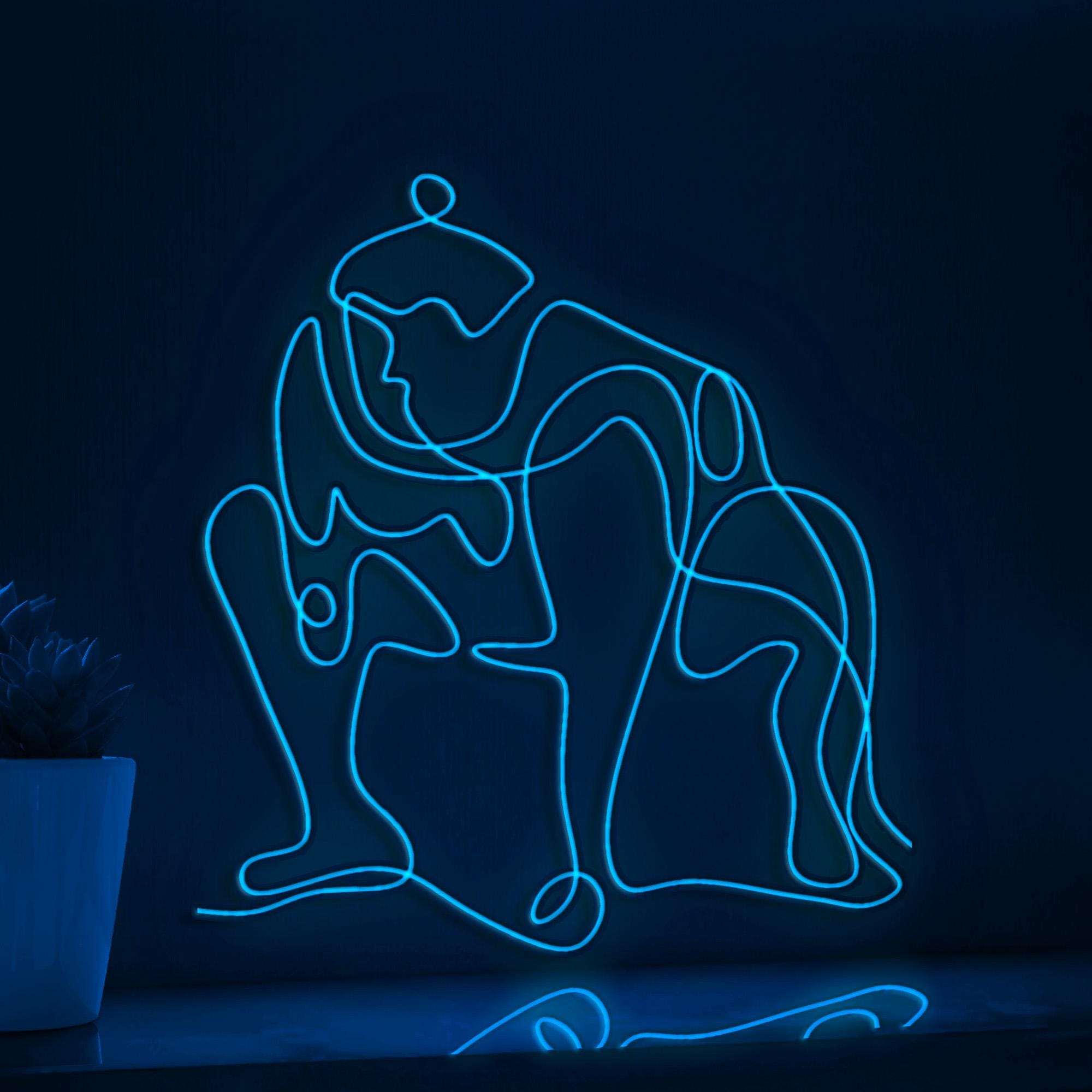 Sumo Man Pose Cultural EL Wire Sports Art for Arena Rooms & Sumo Wrestling Fans